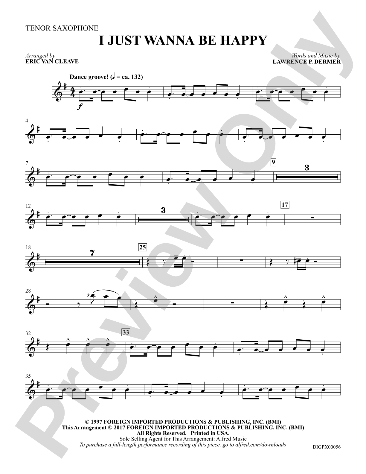 I Just Wanna Be Happy: B-flat Tenor Saxophone