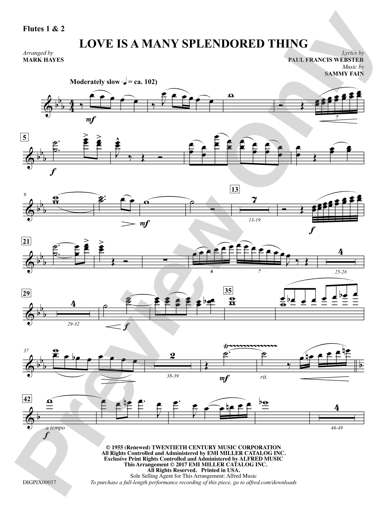 Love Is a Many Splendored Thing: 1st & 2nd Flute