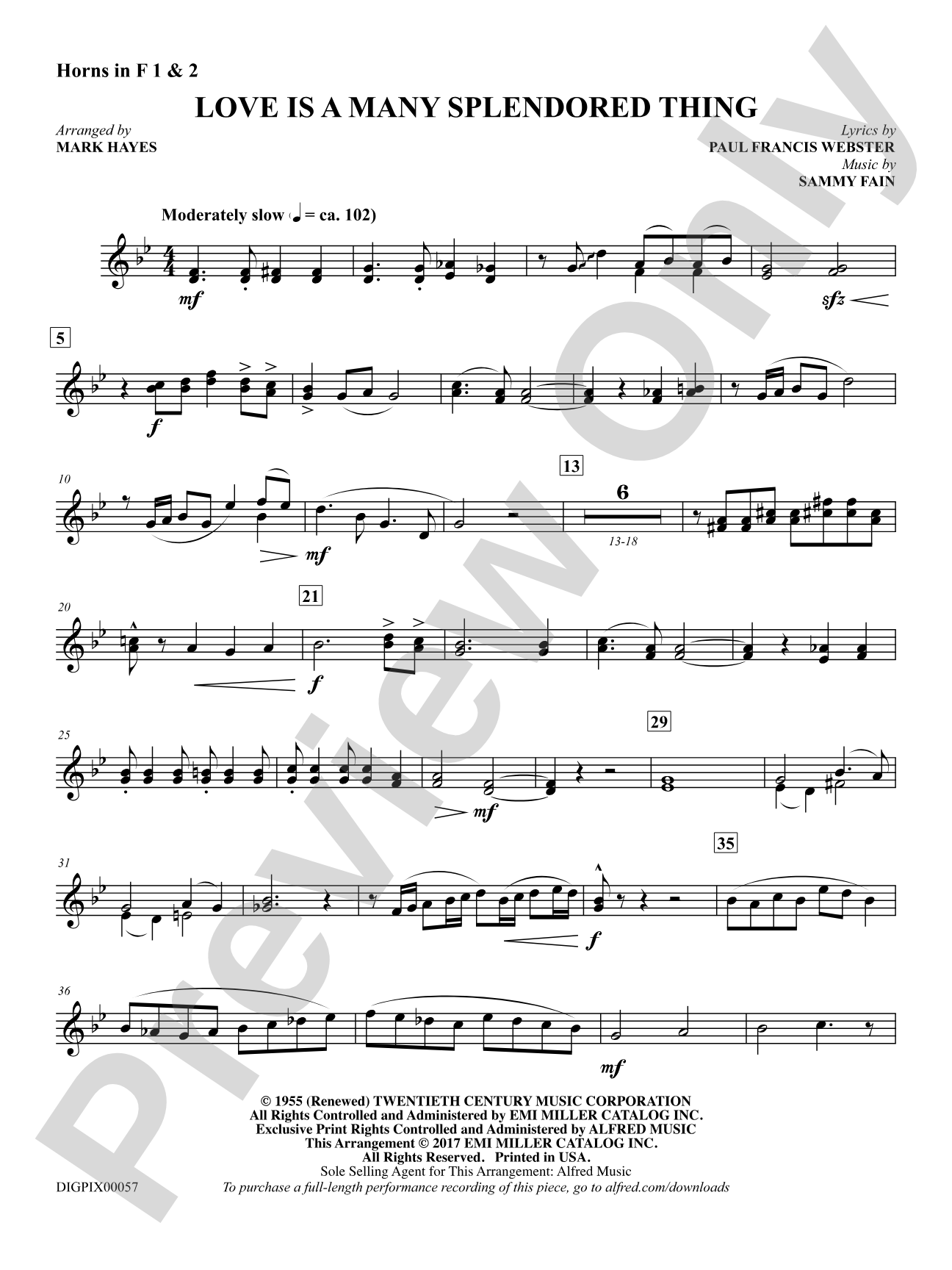 Love Is a Many Splendored Thing: 1st & 2nd F Horns