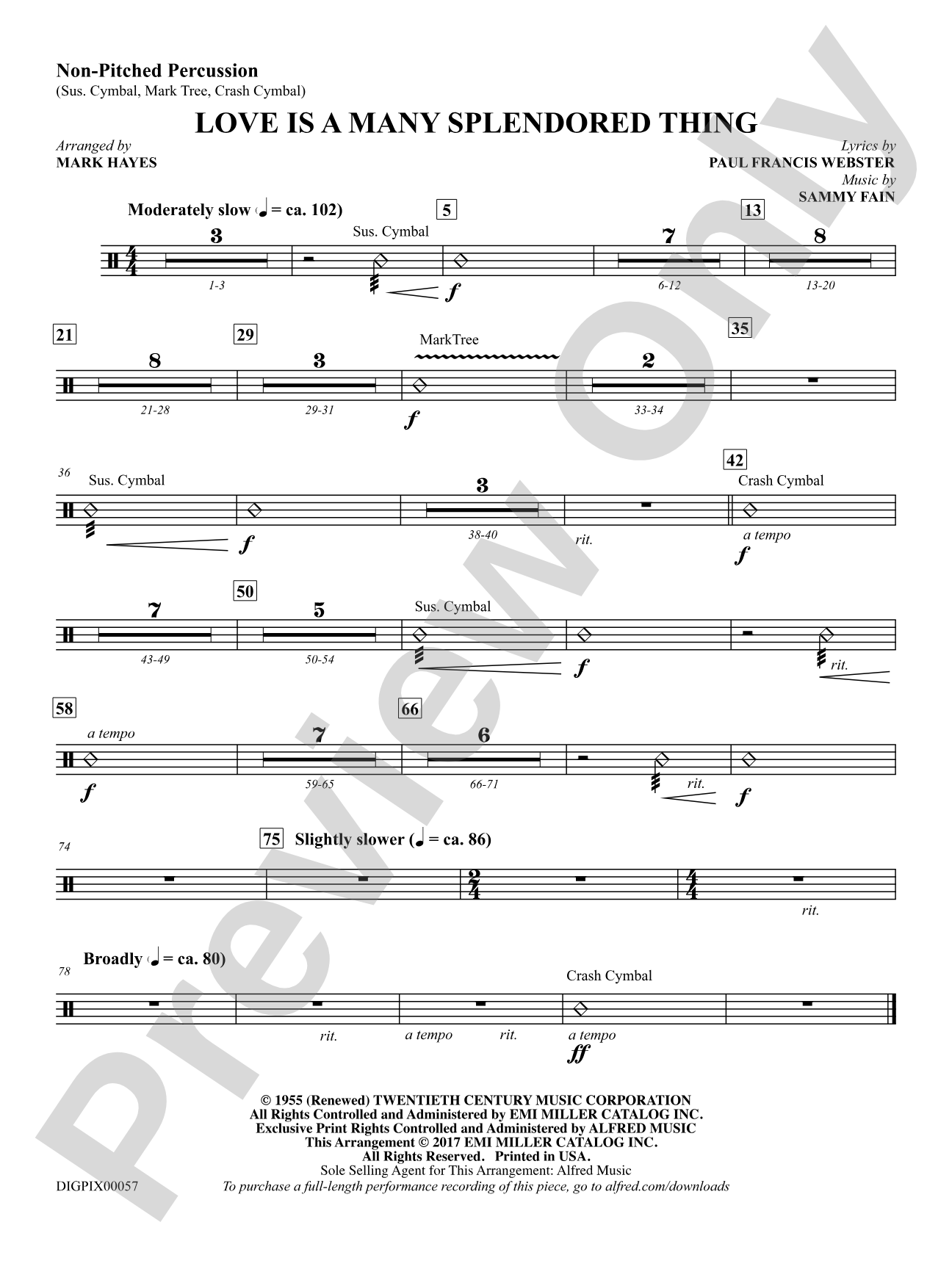 Love Is a Many Splendored Thing: 1st Percussion