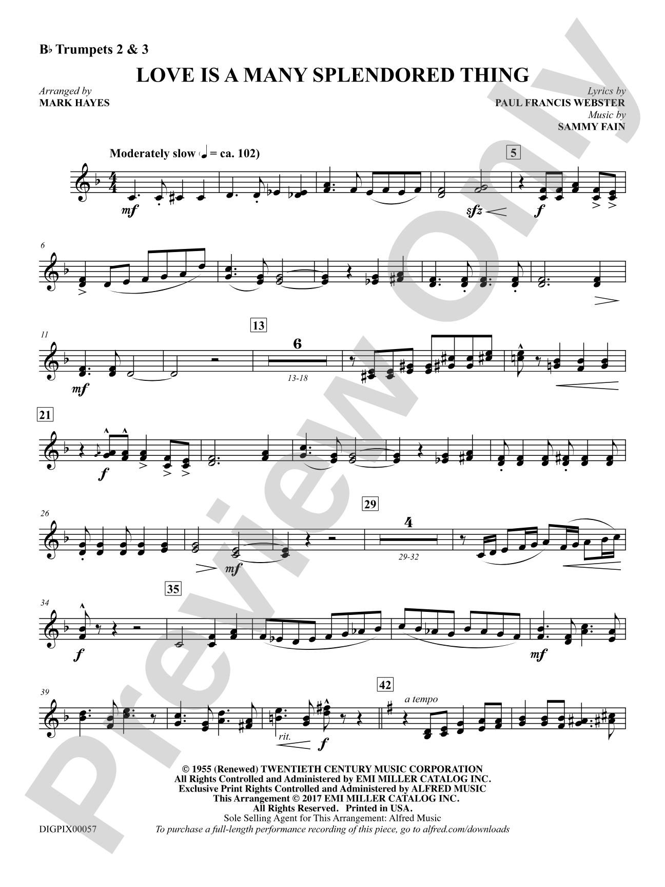 Love Is a Many Splendored Thing: 2nd & 3rd Trumpet