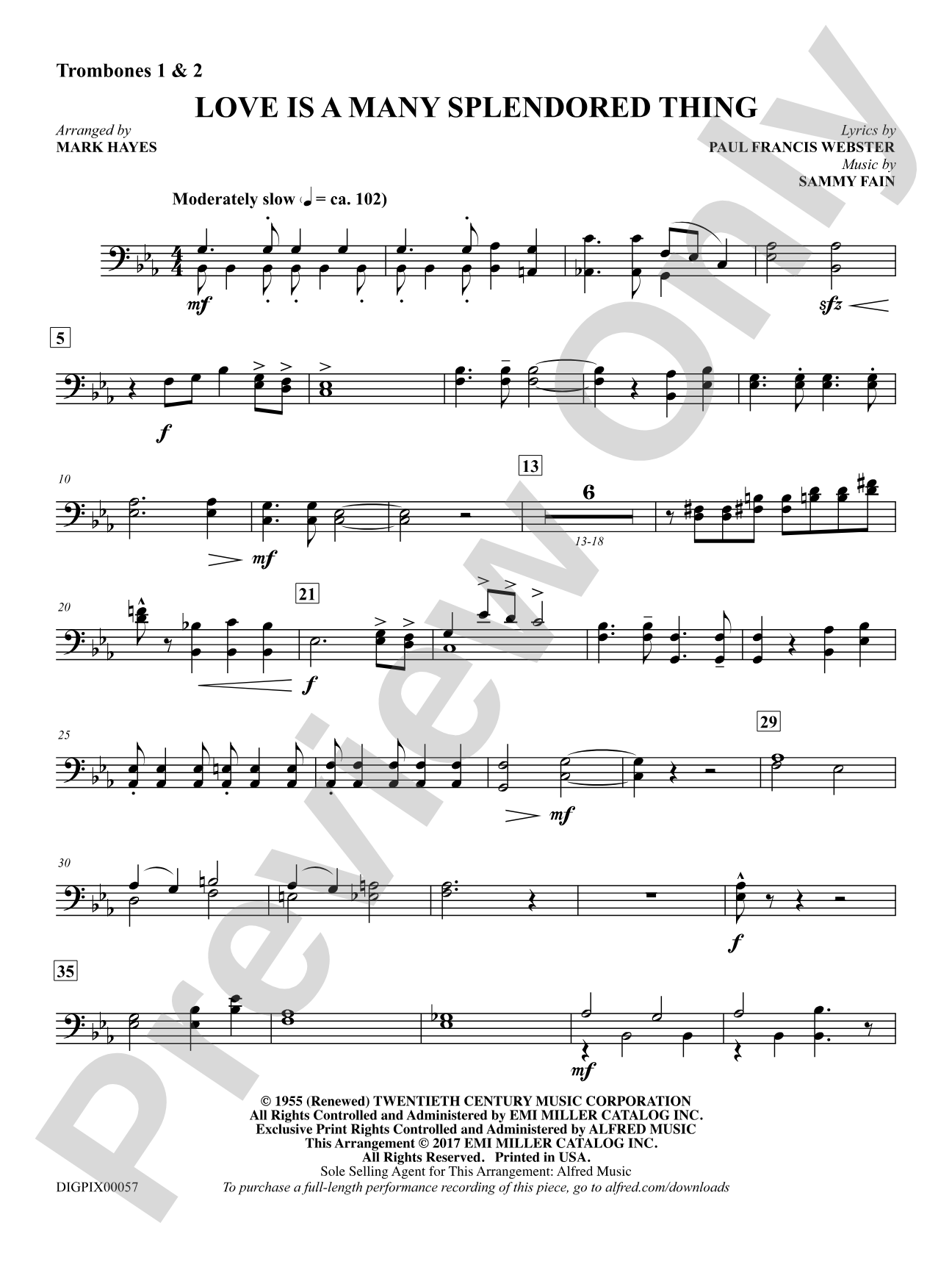 Love Is a Many Splendored Thing: 1st & 2nd Trombones