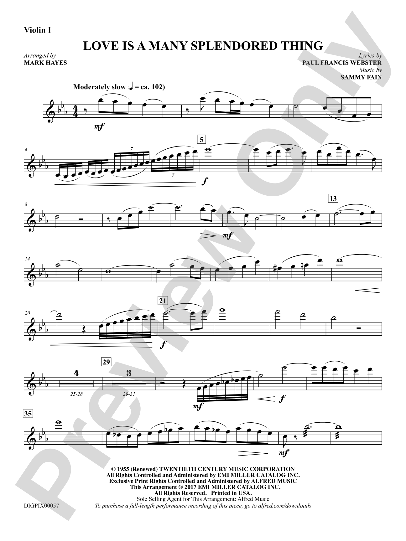 Love Is a Many Splendored Thing: 1st Violin