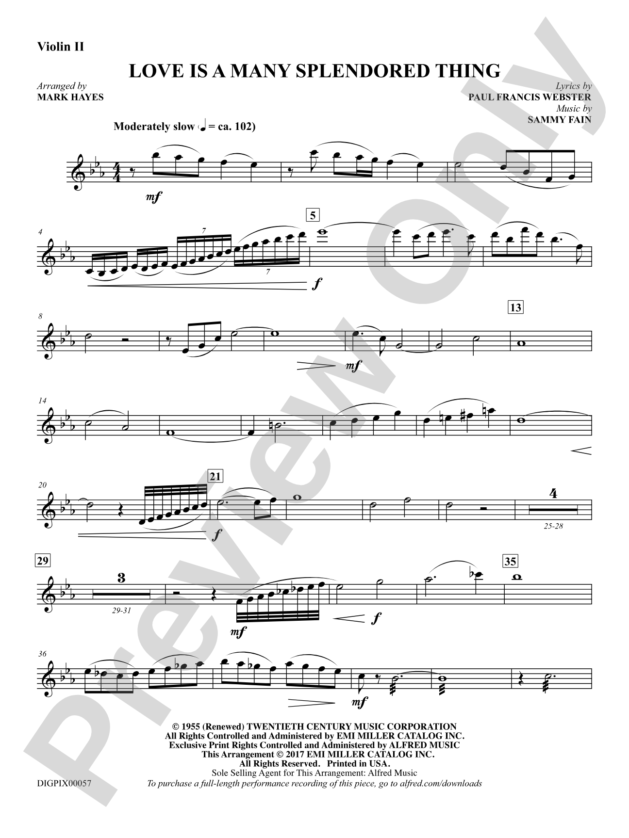 Love Is a Many Splendored Thing: 2nd Violin