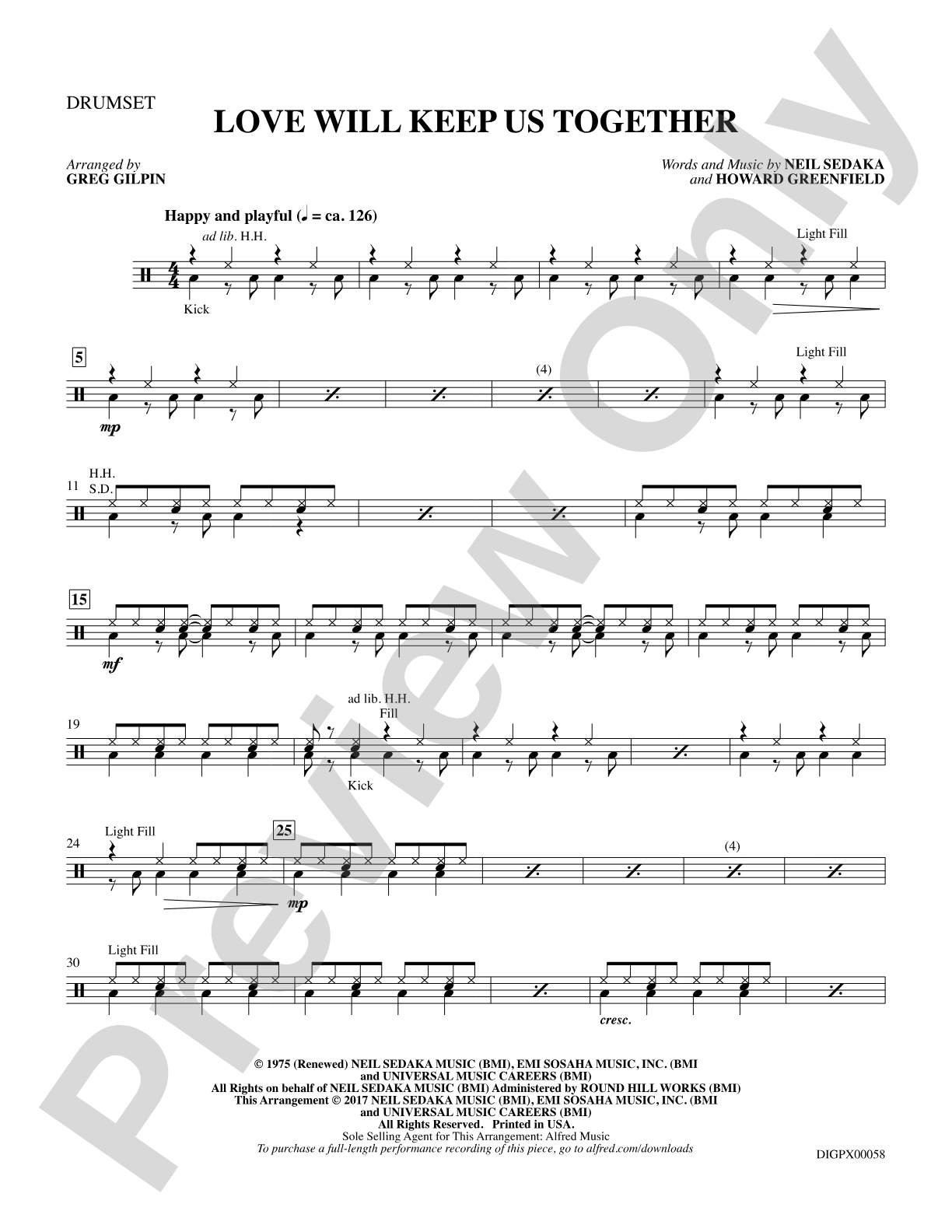 Love Will Keep Us Together: Drums