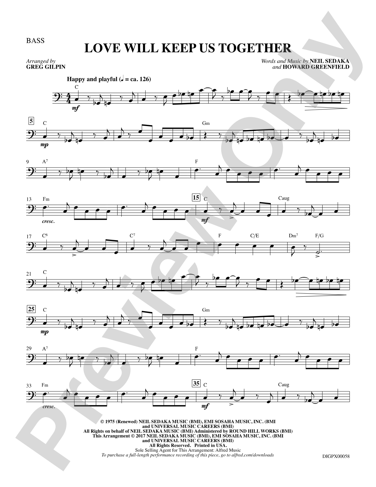Love Will Keep Us Together: String Bass