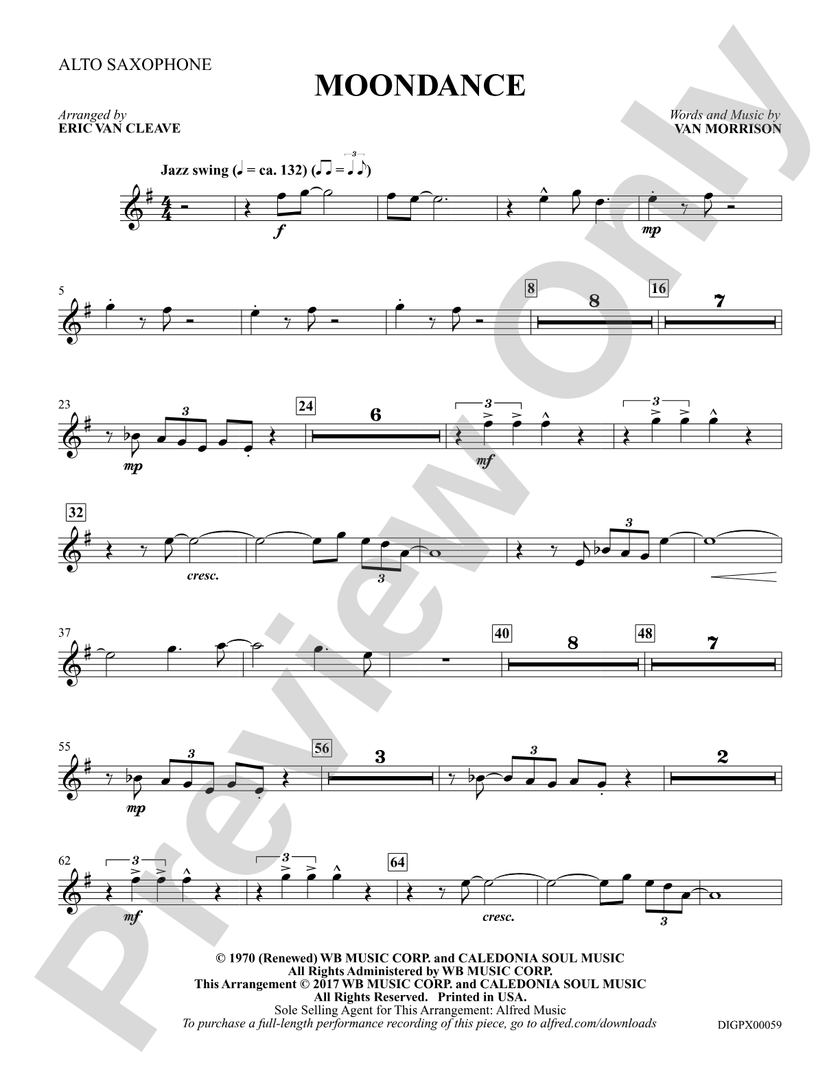 Moondance: E-flat Alto Saxophone