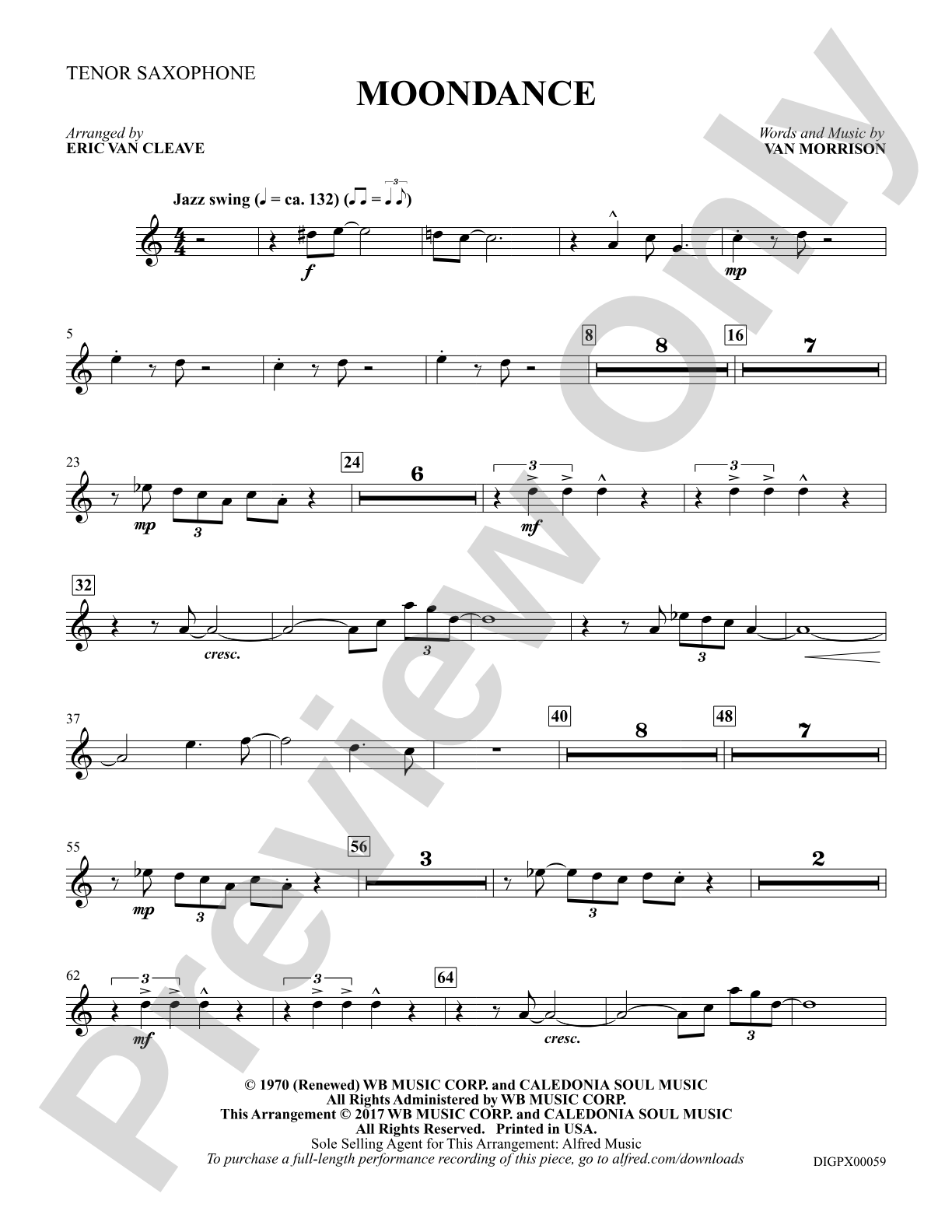 Moondance: B-flat Tenor Saxophone