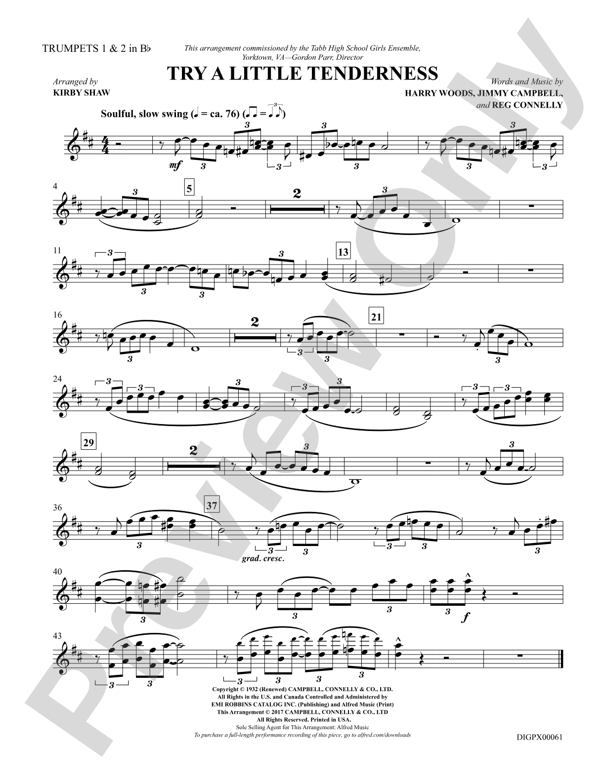 Try a Little Tenderness: 1st & 2nd B-flat Trumpets
