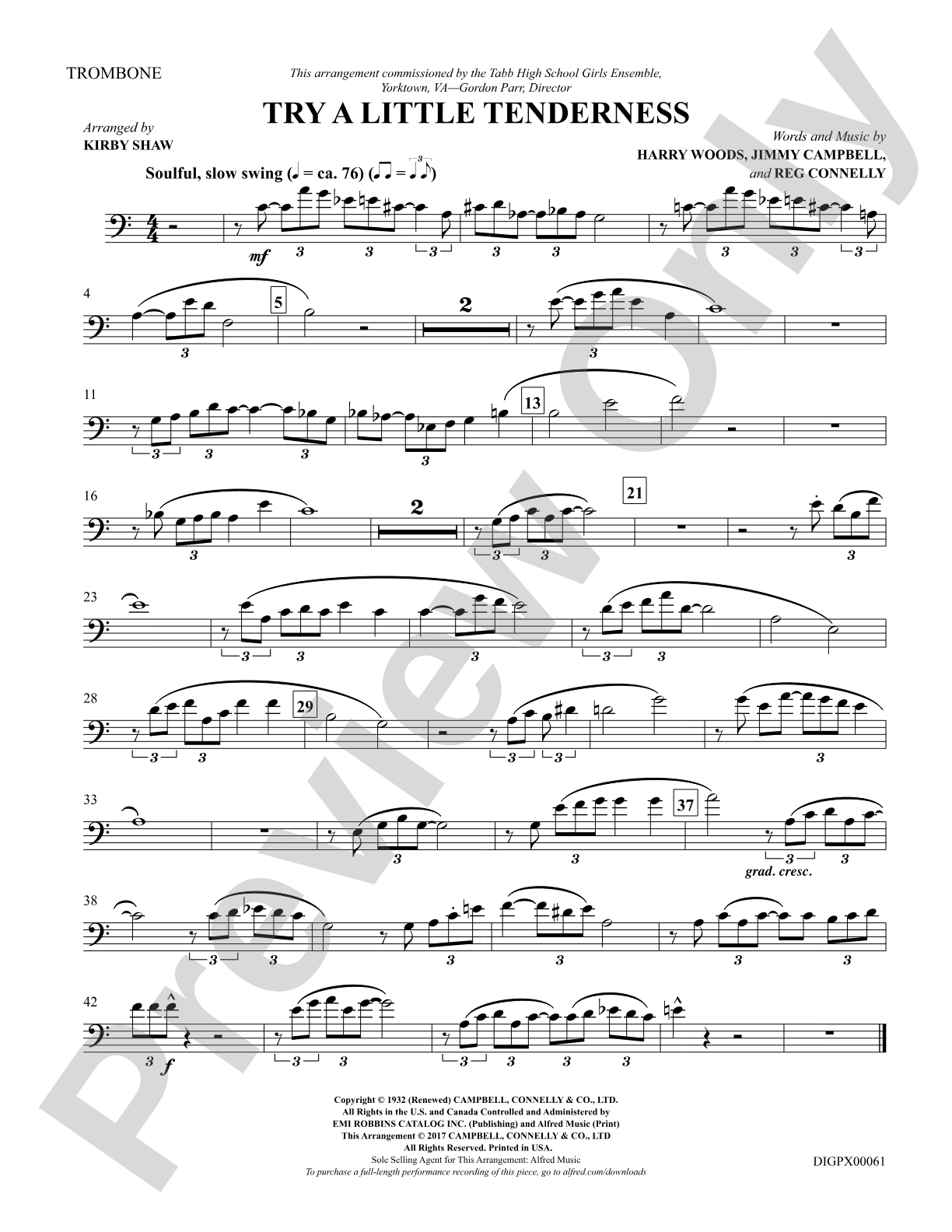 Try a Little Tenderness: 1st Trombone