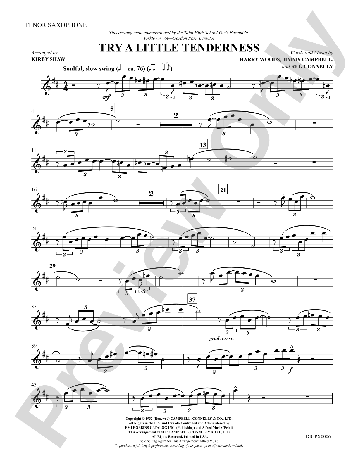 Try a Little Tenderness: B-flat Tenor Saxophone