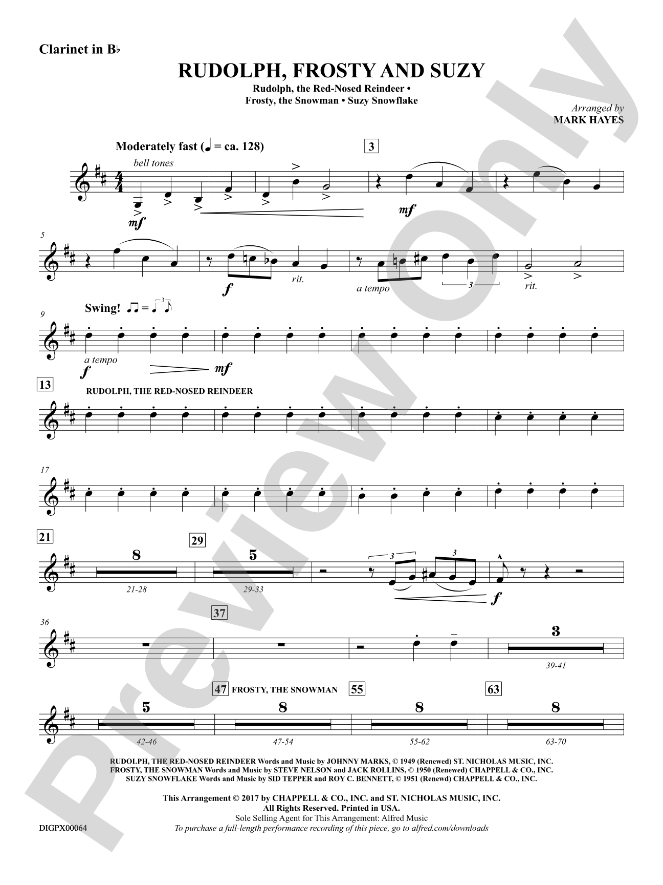 Rudolph, Frosty, and Suzy: 1st B-flat Clarinet
