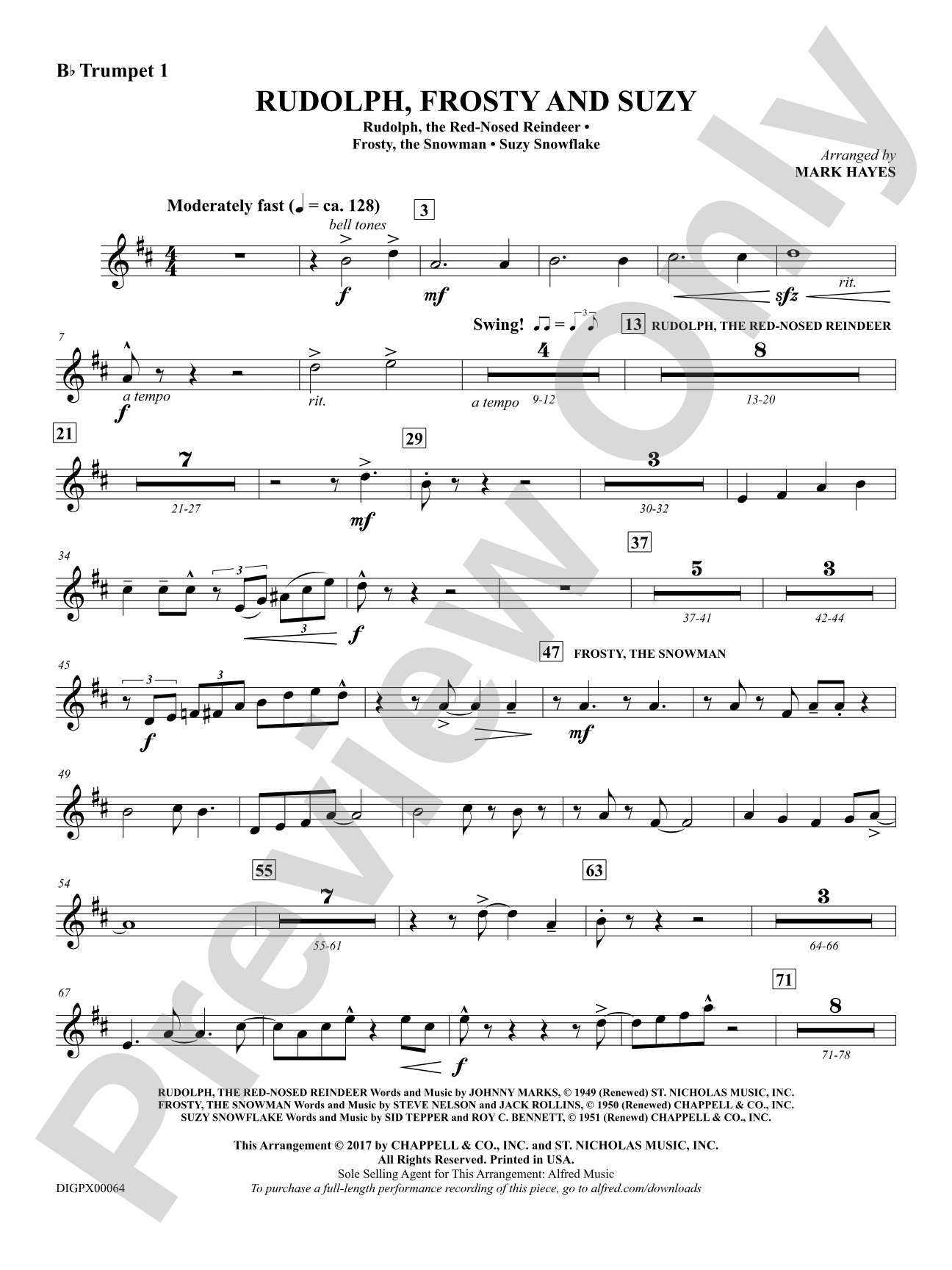 Rudolph, Frosty, and Suzy: 1st B-flat Trumpet