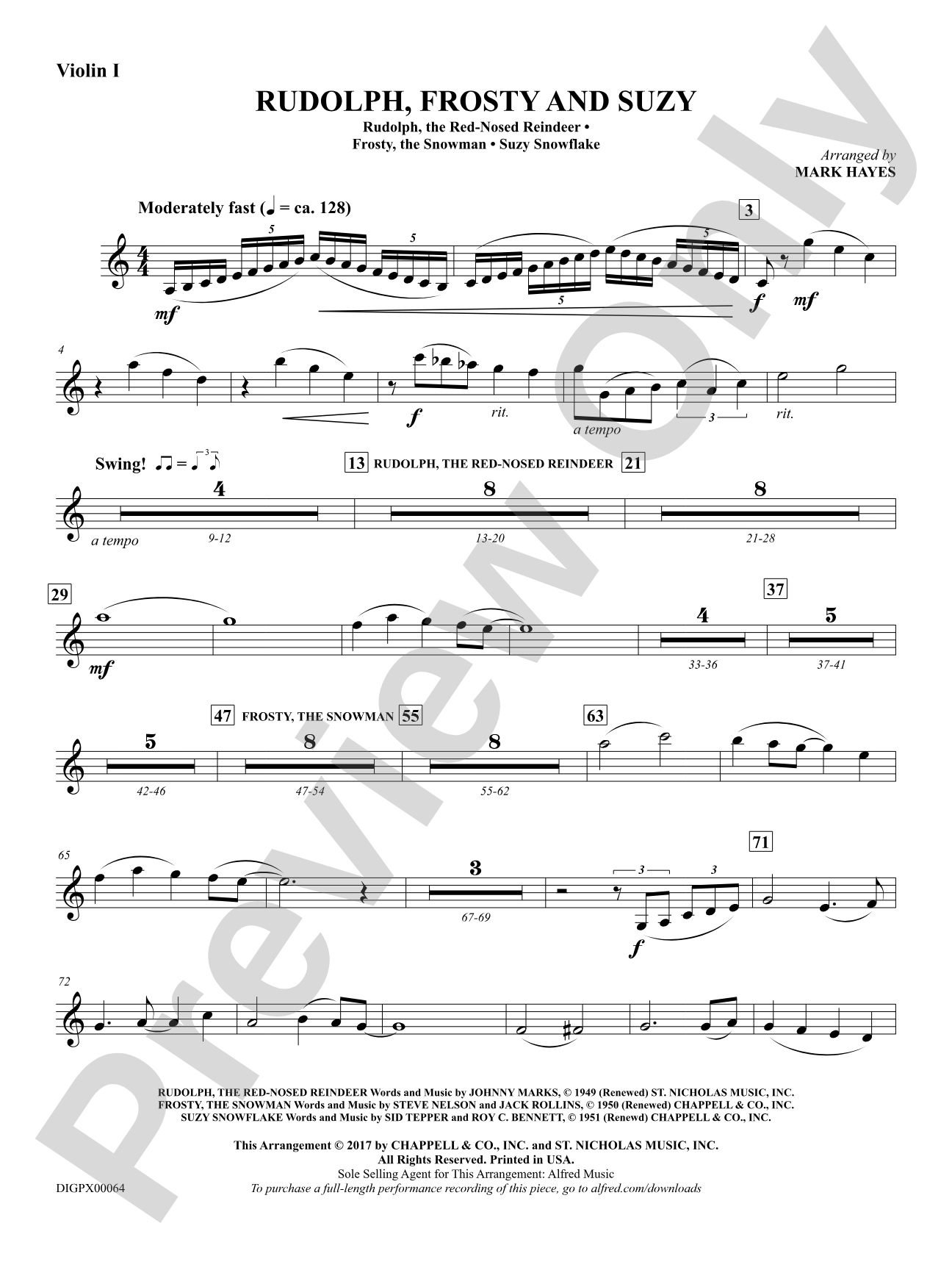 Rudolph, Frosty, and Suzy: 1st Violin
