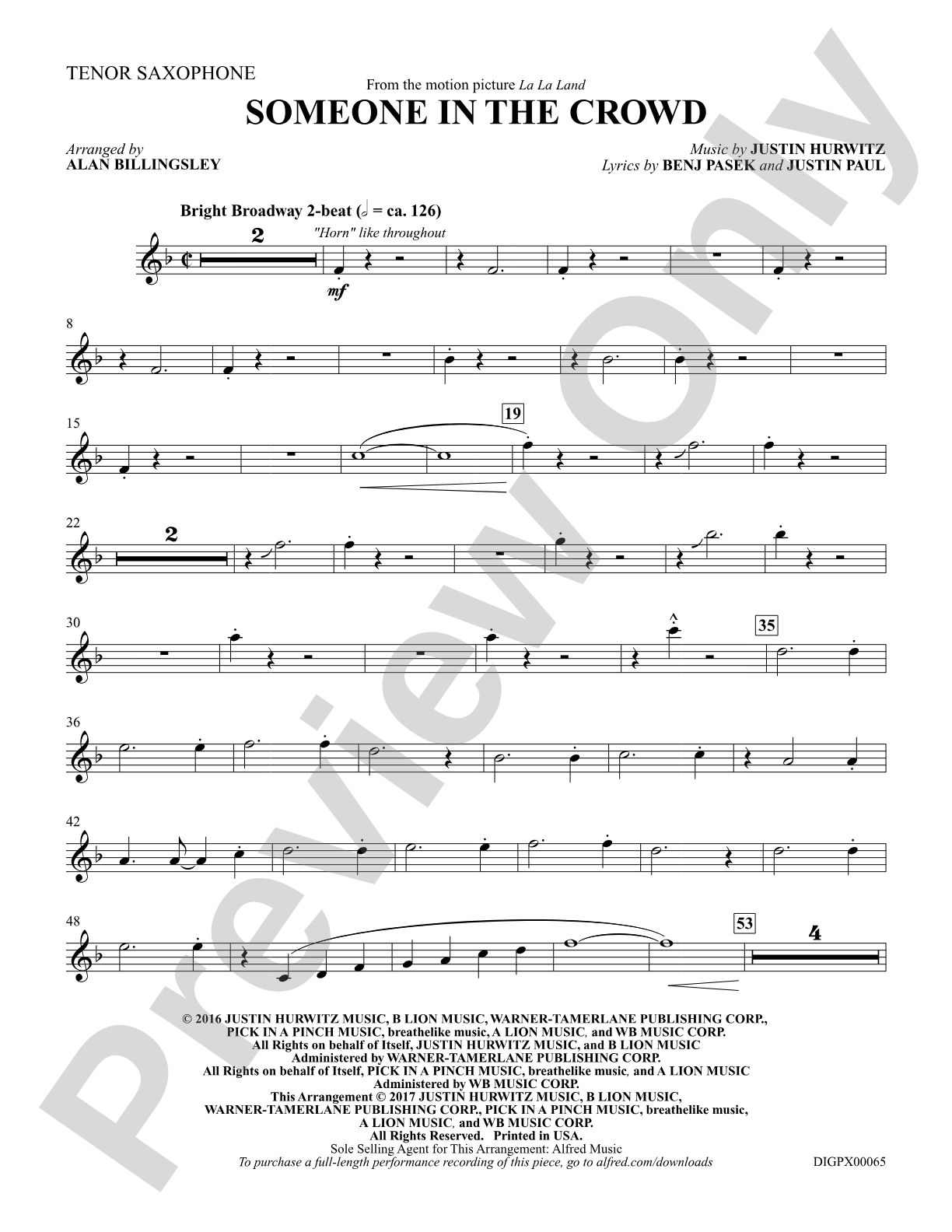Someone in the Crowd: B-flat Tenor Saxophone