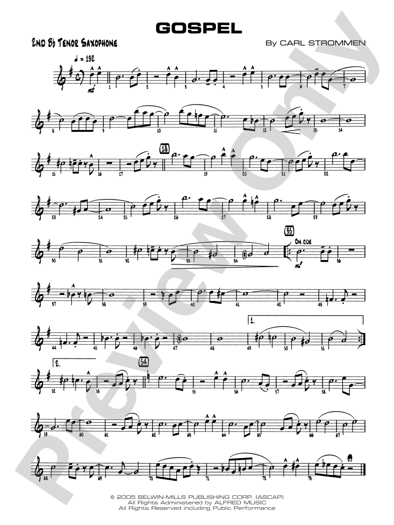 Gospel: 2nd B-flat Tenor Saxophone
