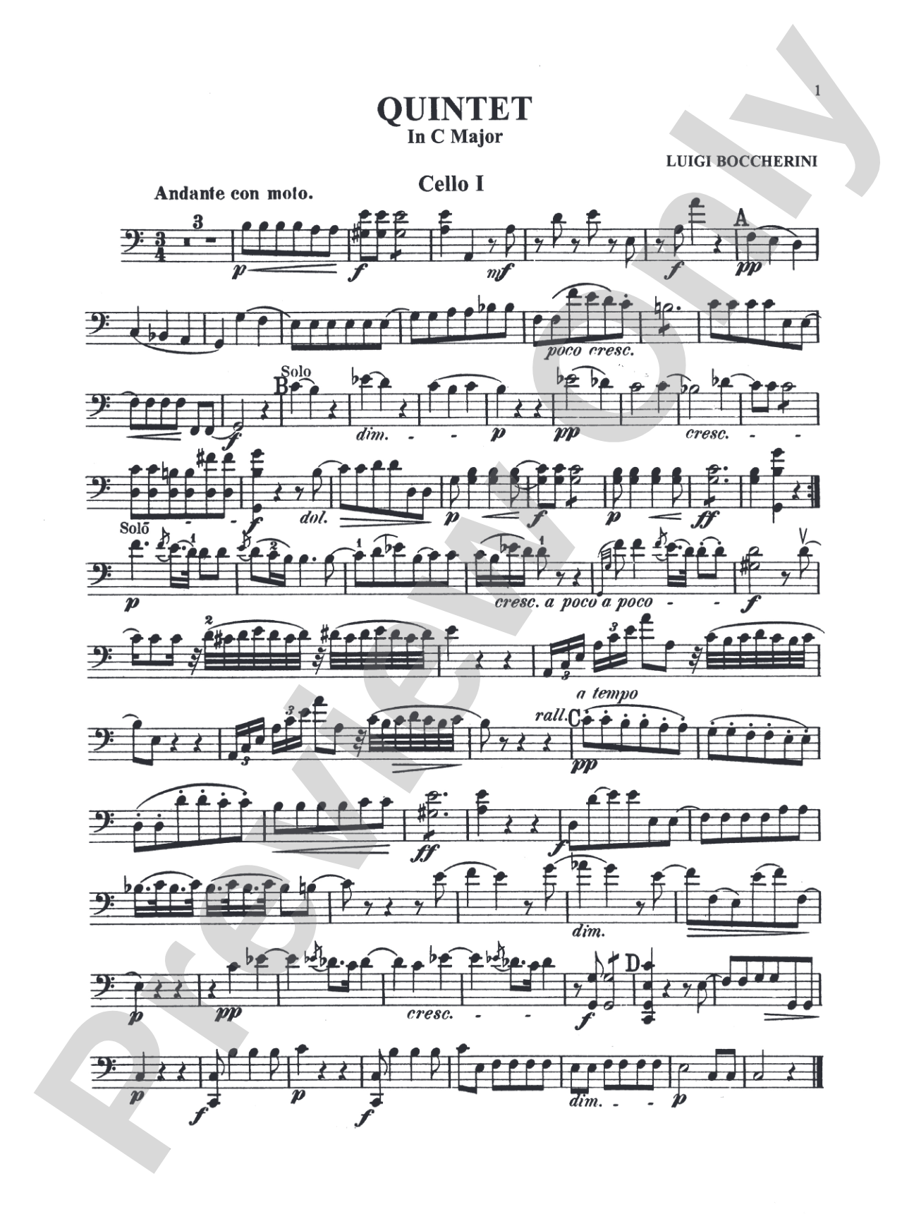 Three Quintets: Cello