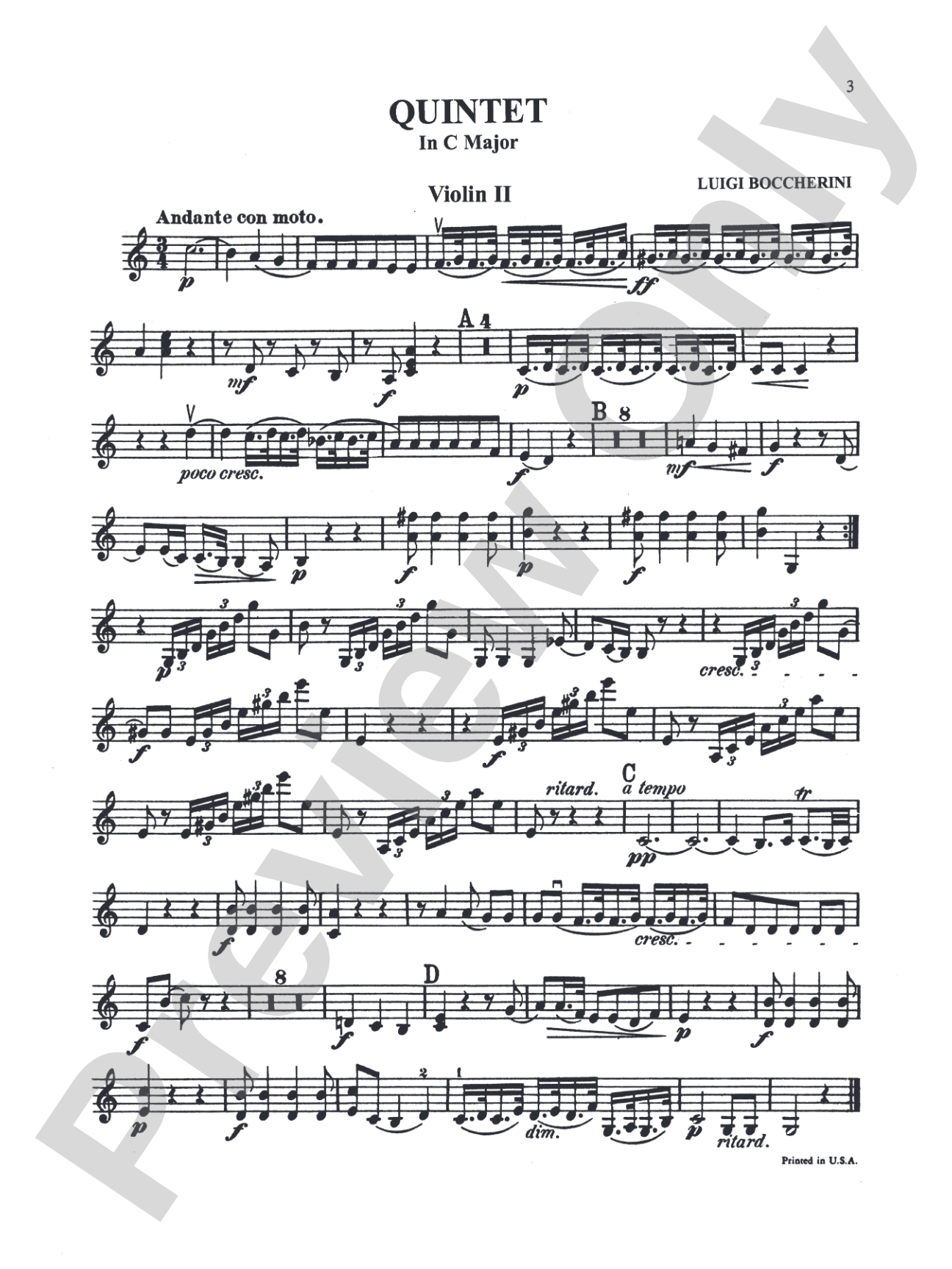 Three Quintets: 2nd Violin