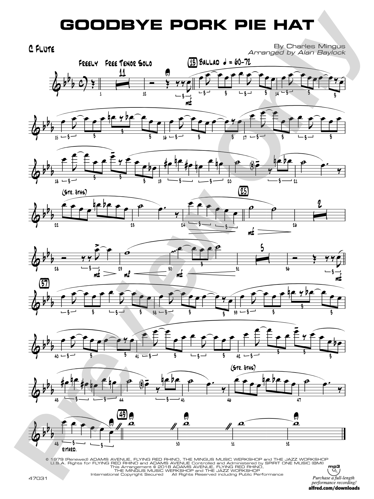 Goodbye Pork Pie Hat: Flute