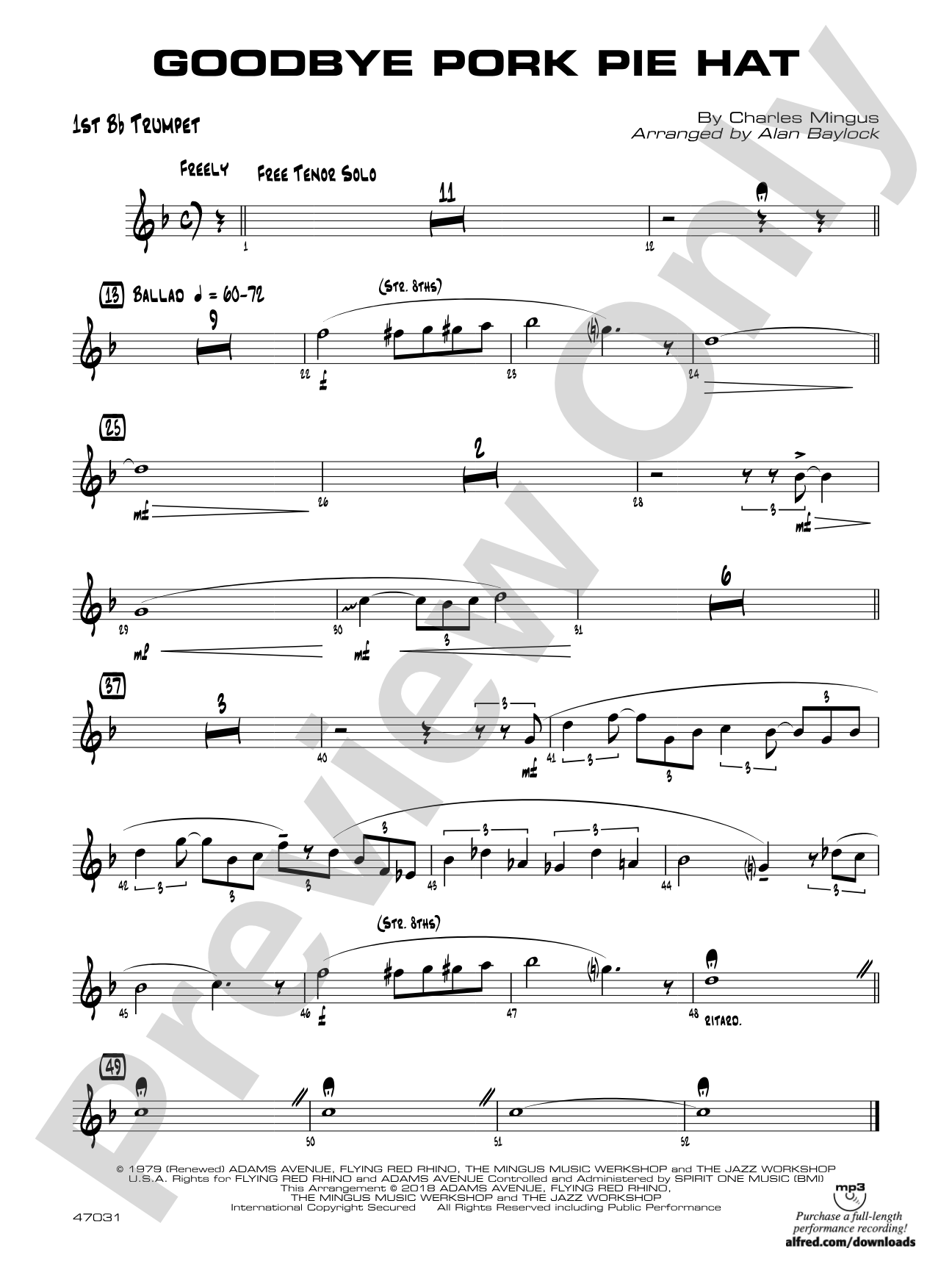 Goodbye Pork Pie Hat: 1st B-flat Trumpet
