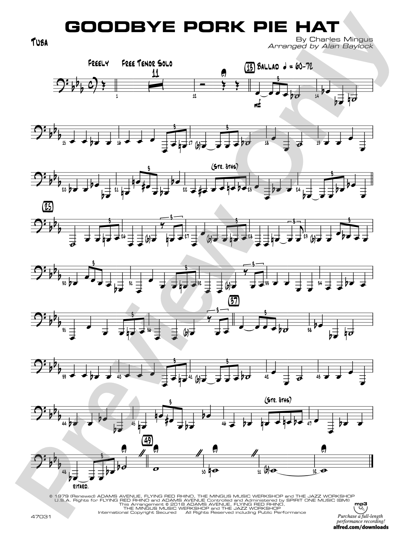 Goodbye Pork Pie Hat: Tuba
