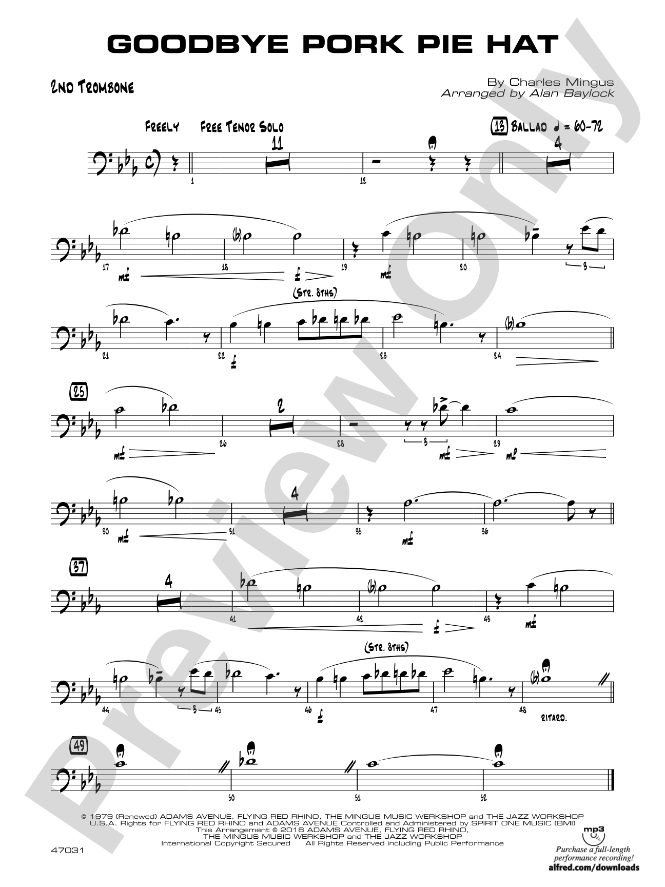 Goodbye Pork Pie Hat: 2nd Trombone