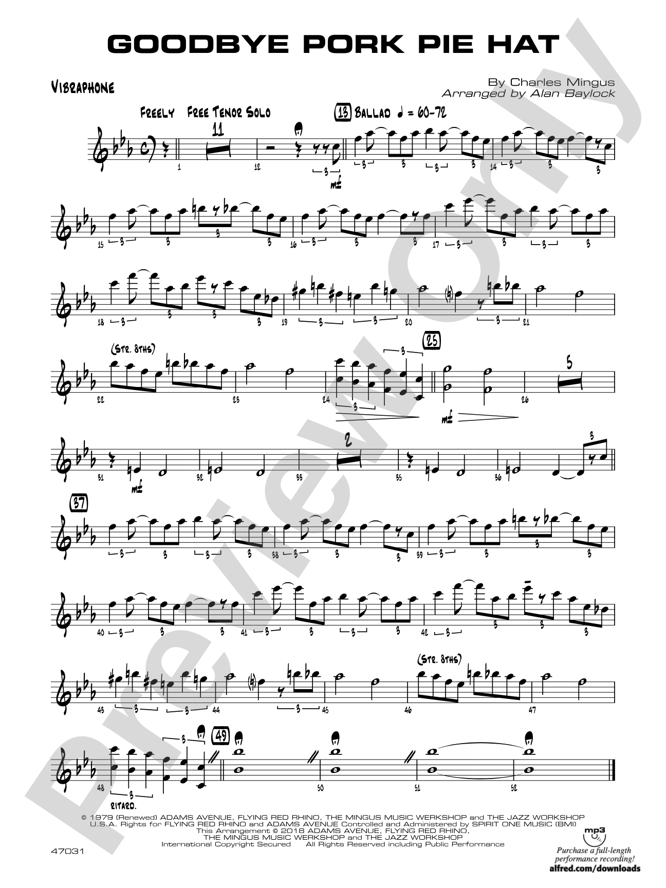 Goodbye Pork Pie Hat: Vibraphone