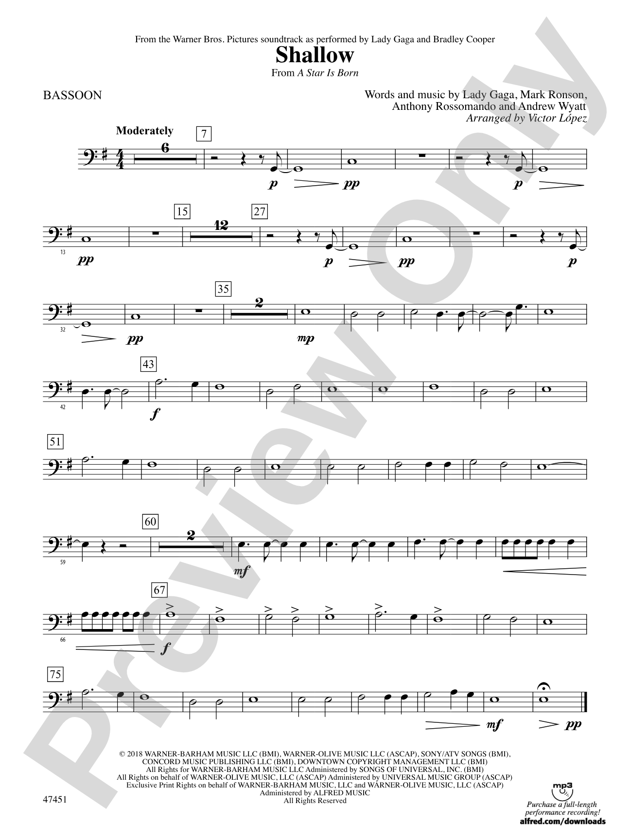 Shallow (from A Star Is Born): Bassoon