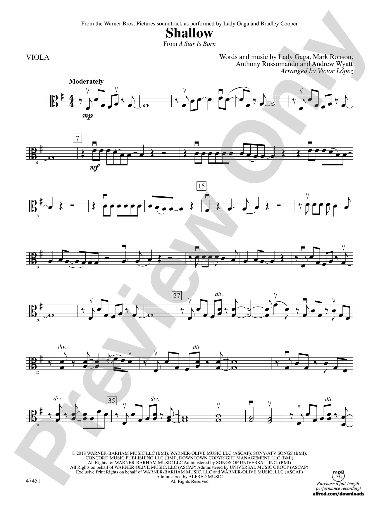 Shallow (from A Star Is Born): Viola