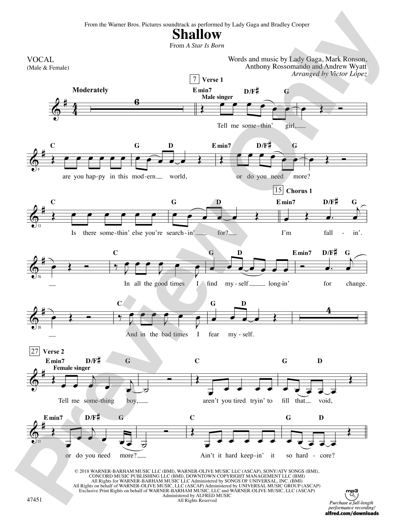 Shallow (from A Star Is Born): Vocals
