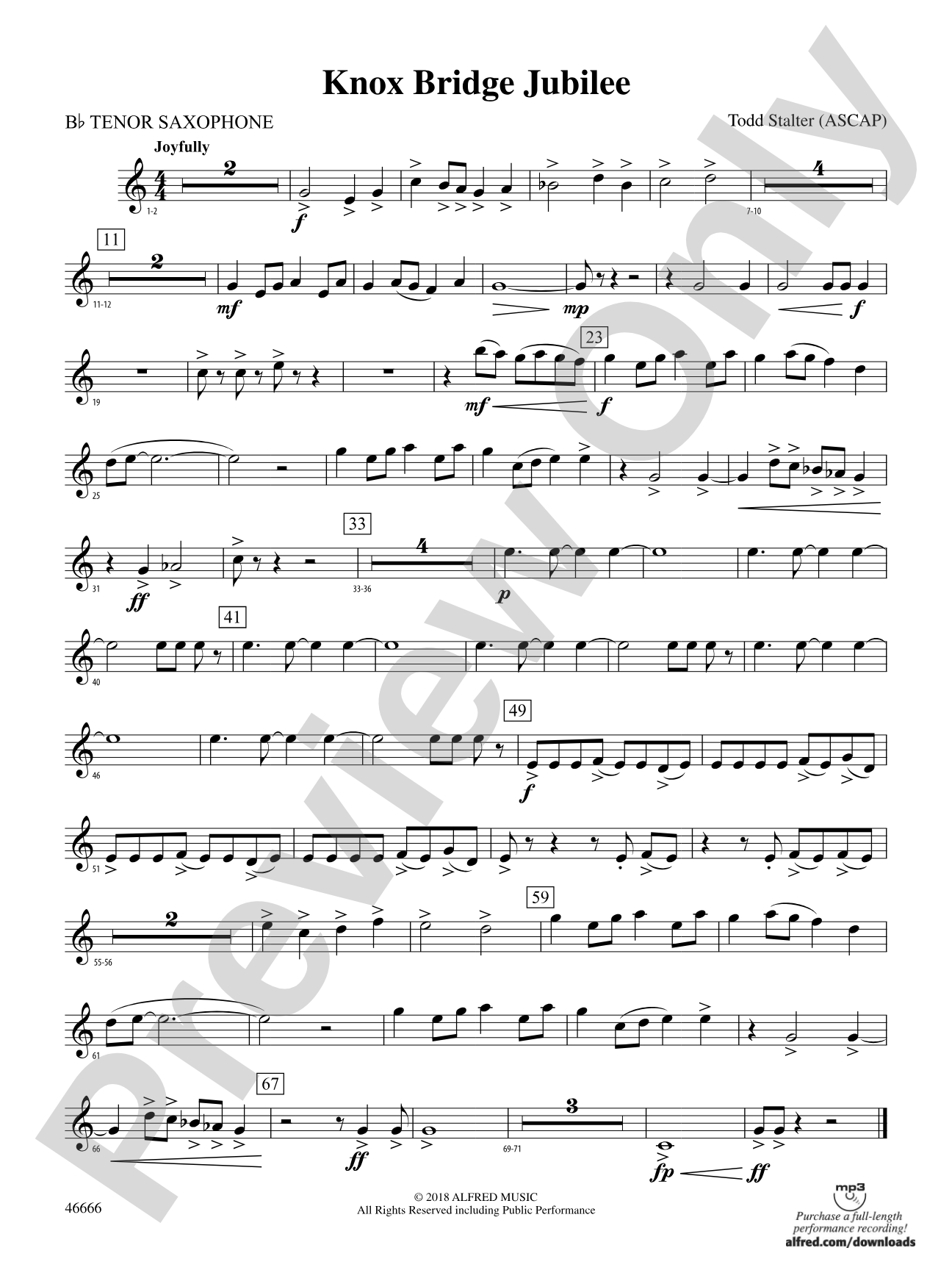 Knox Bridge Jubilee: B-flat Tenor Saxophone