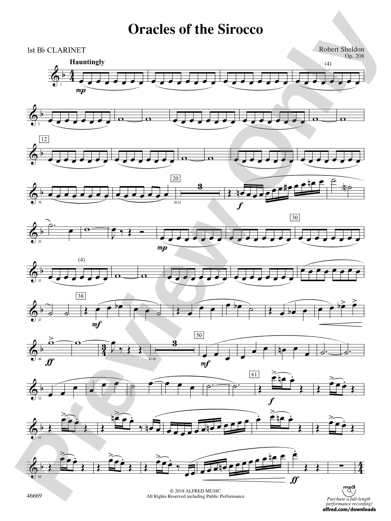 Oracles of the Sirocco: 1st B-flat Clarinet