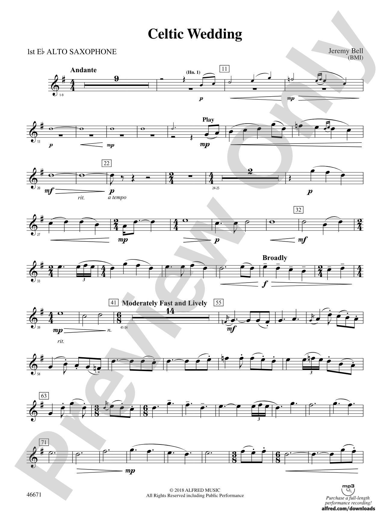 Celtic Wedding: E-flat Alto Saxophone