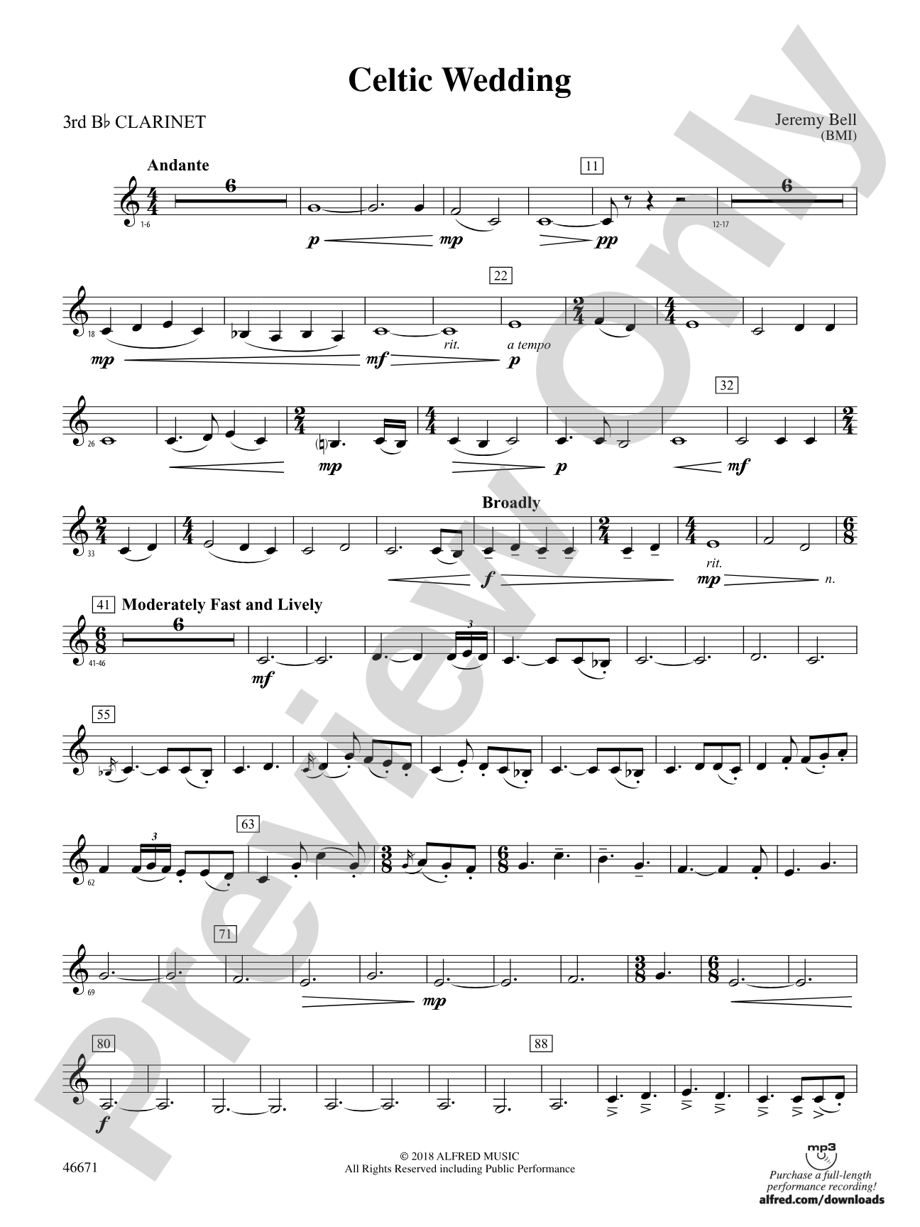 Celtic Wedding: 3rd B-flat Clarinet