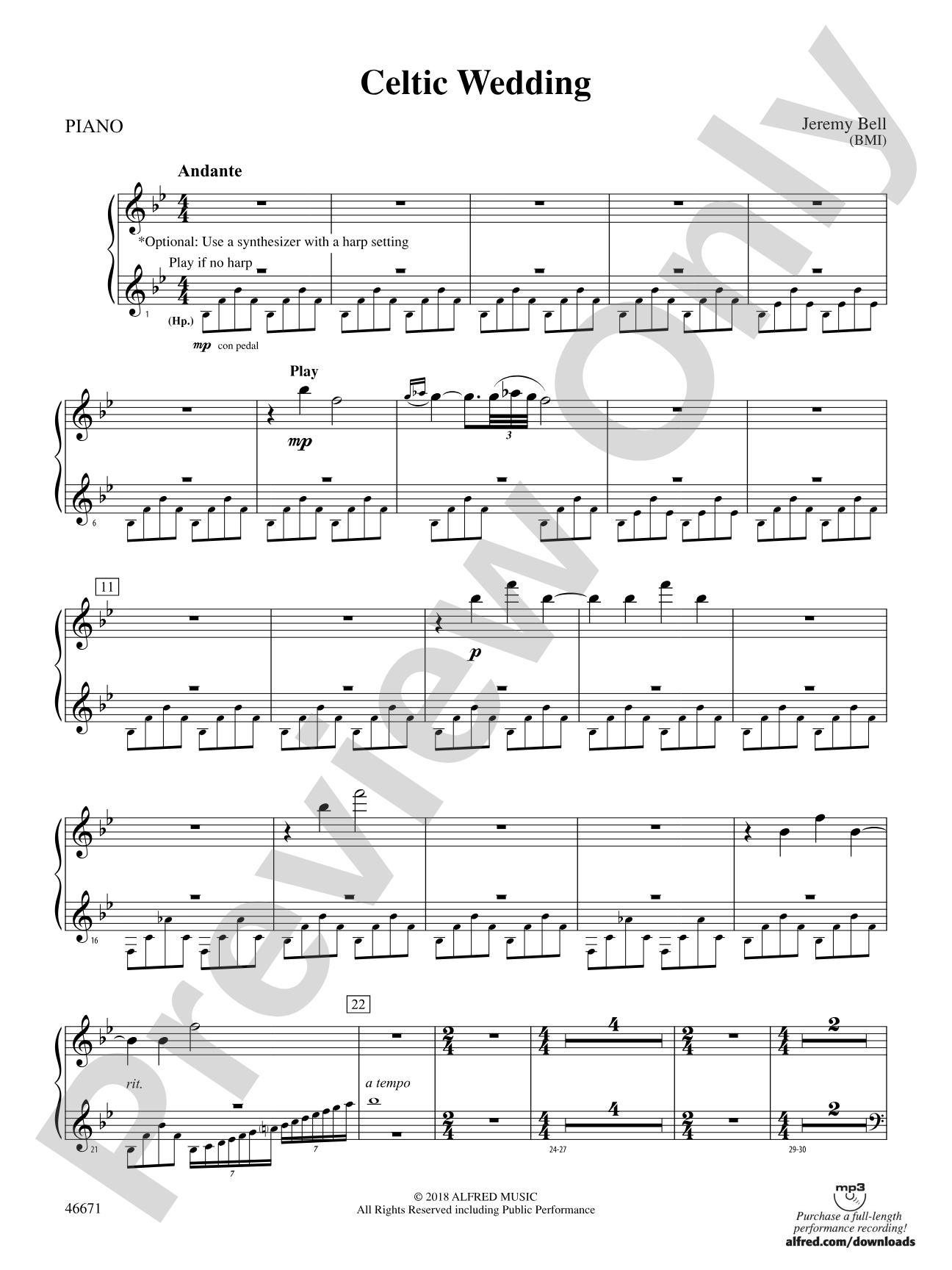 Celtic Wedding: Piano Accompaniment