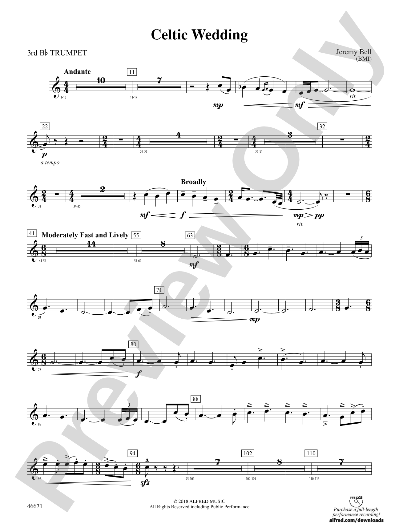 Celtic Wedding: 3rd B-flat Trumpet