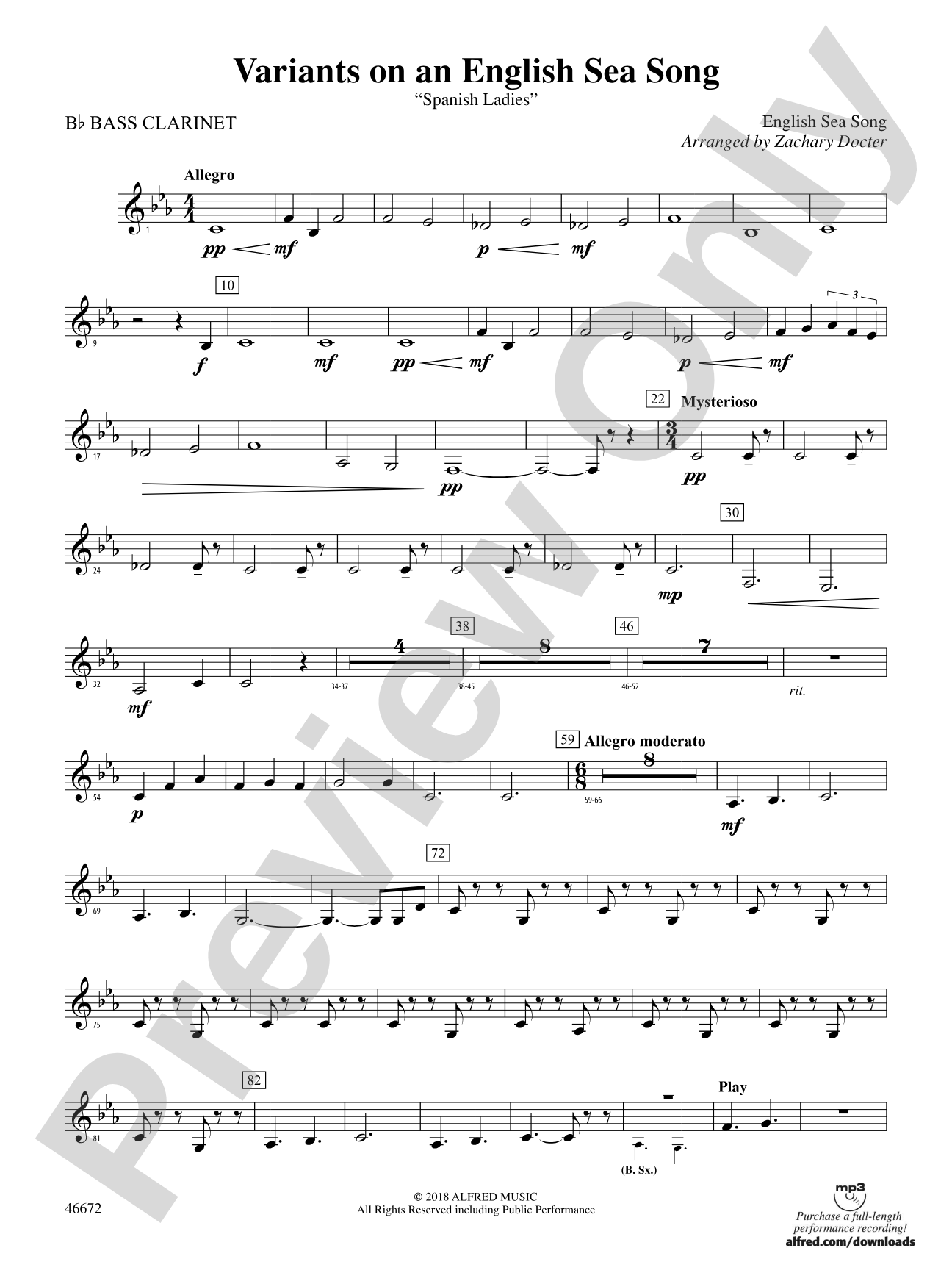 Variants on an English Sea Song: B-flat Bass Clarinet