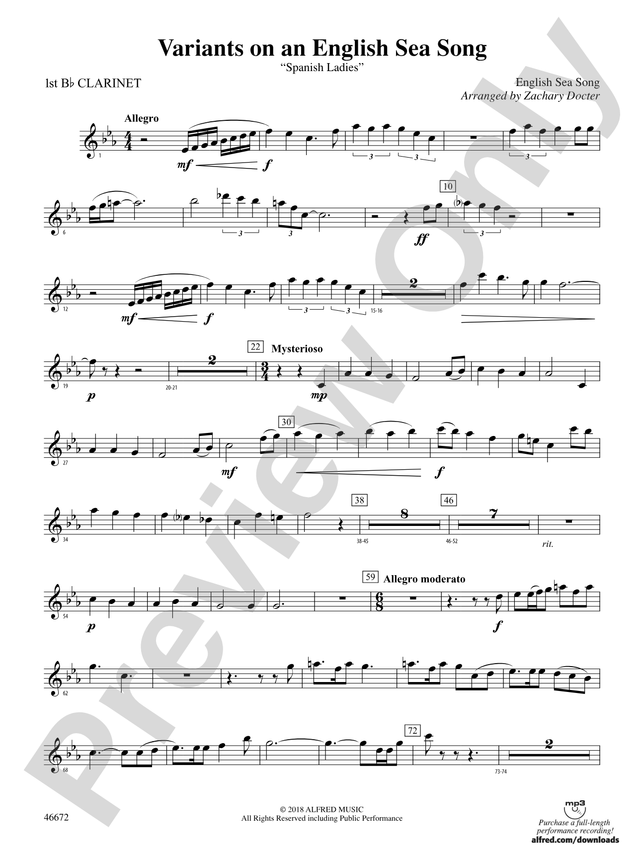 Variants on an English Sea Song: 1st B-flat Clarinet