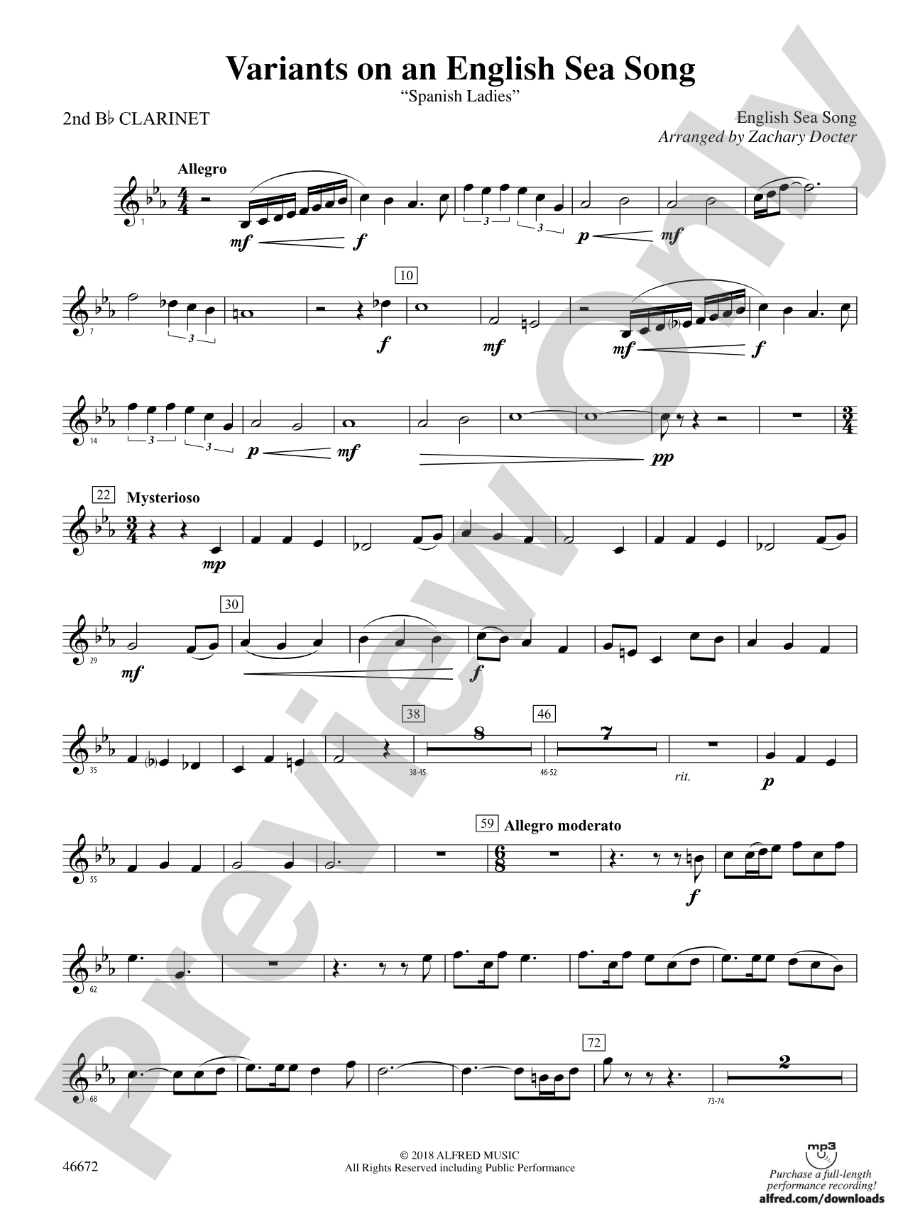 Variants on an English Sea Song: 2nd B-flat Clarinet