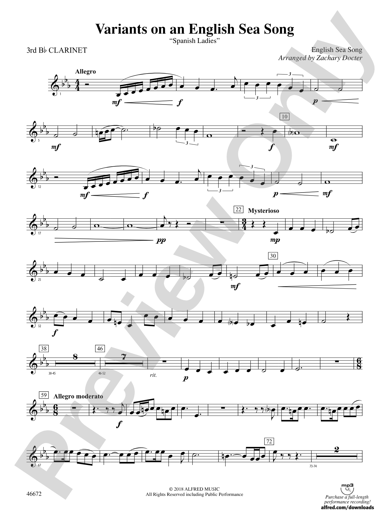 Variants on an English Sea Song: 3rd B-flat Clarinet