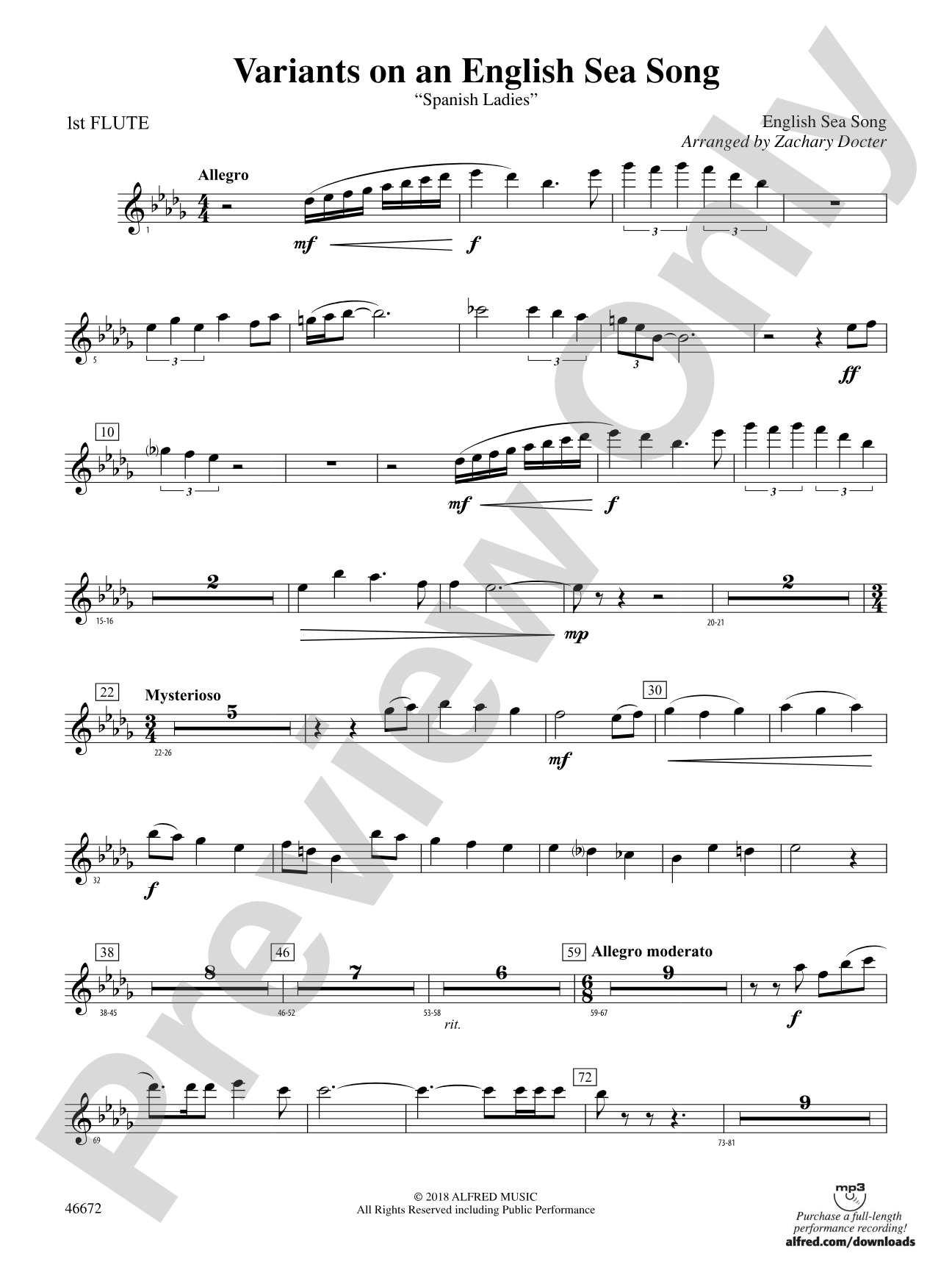 Variants on an English Sea Song: Flute