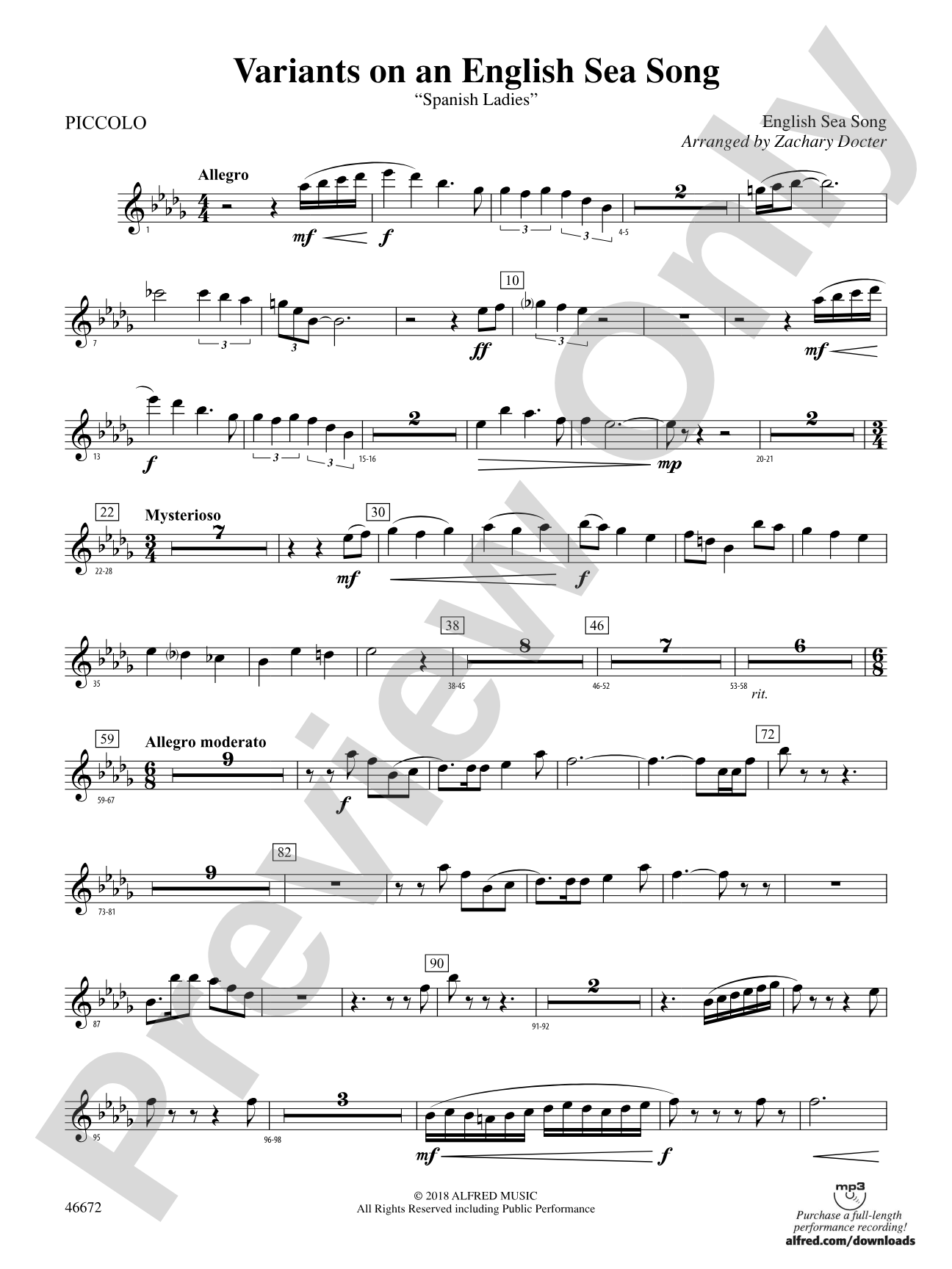 Variants on an English Sea Song: Piccolo