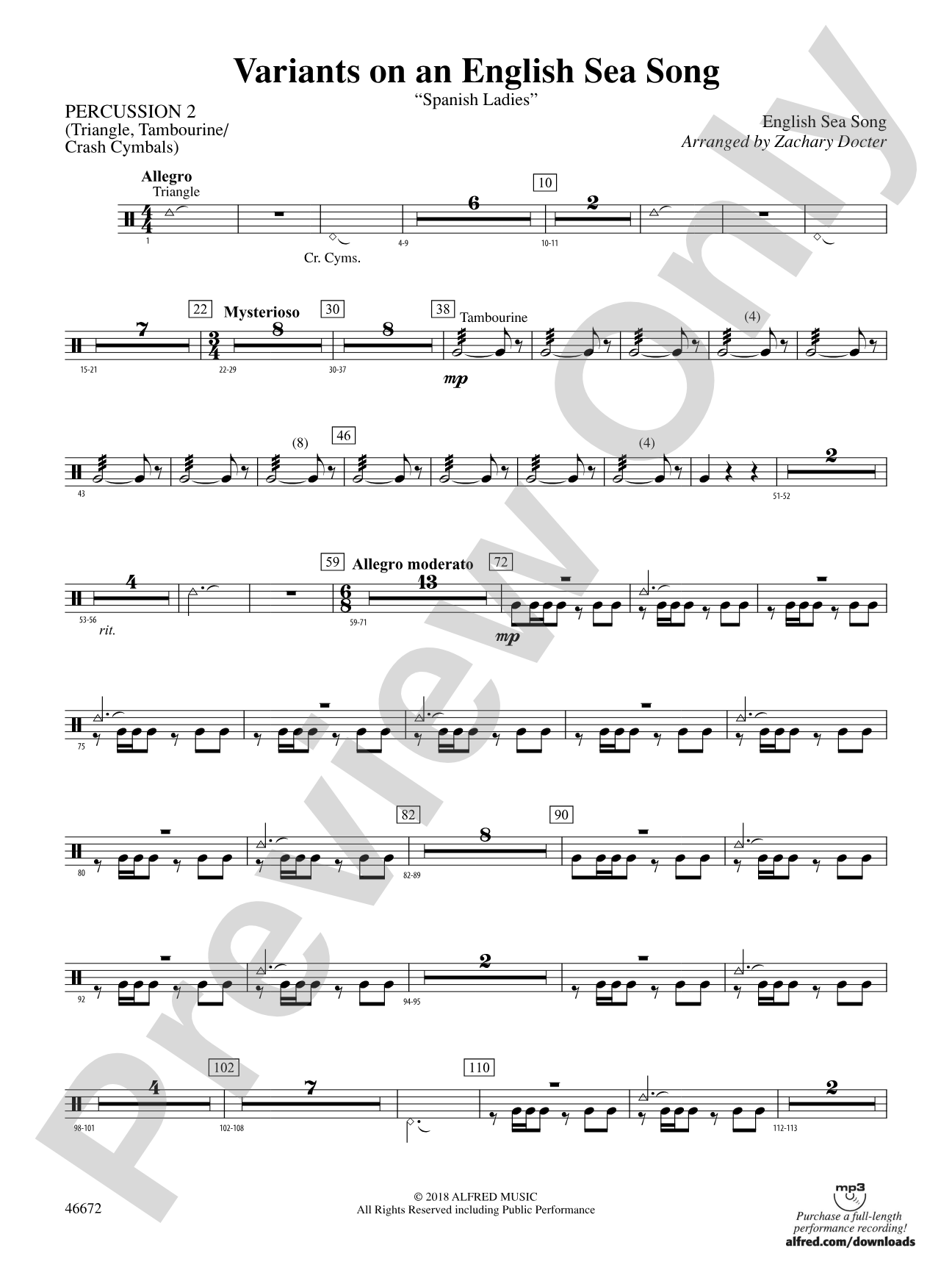 Variants on an English Sea Song: 2nd Percussion
