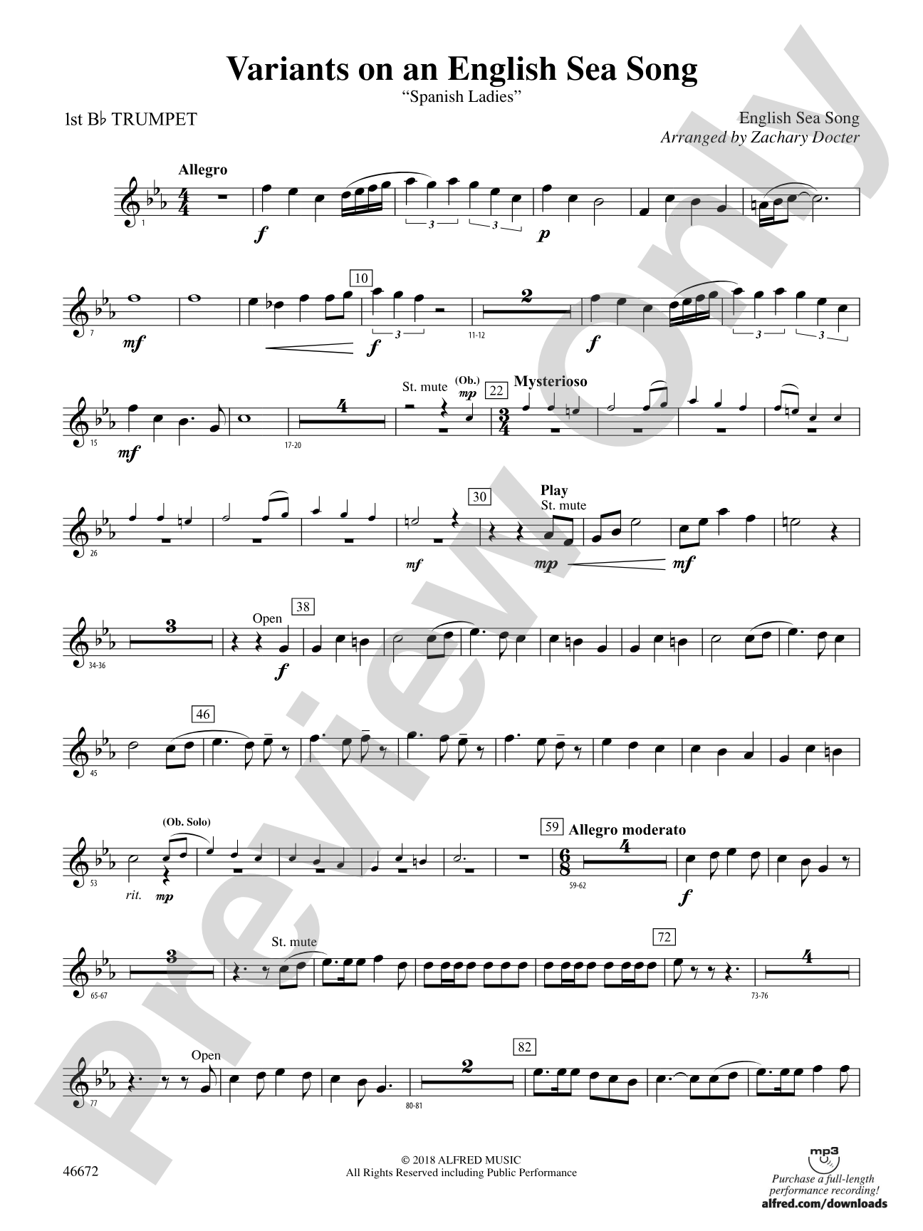 Variants on an English Sea Song: 1st B-flat Trumpet