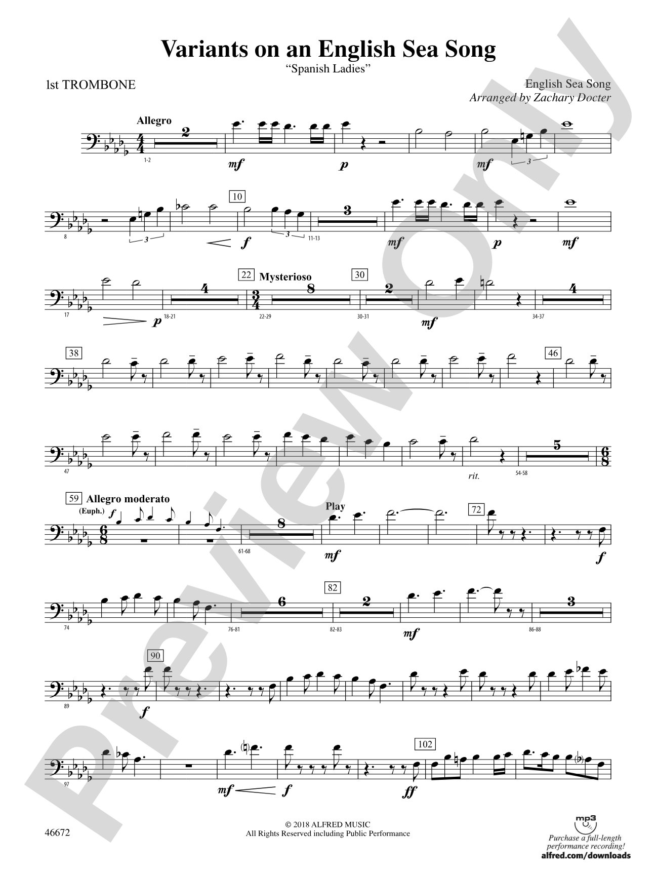 Variants on an English Sea Song: 1st Trombone
