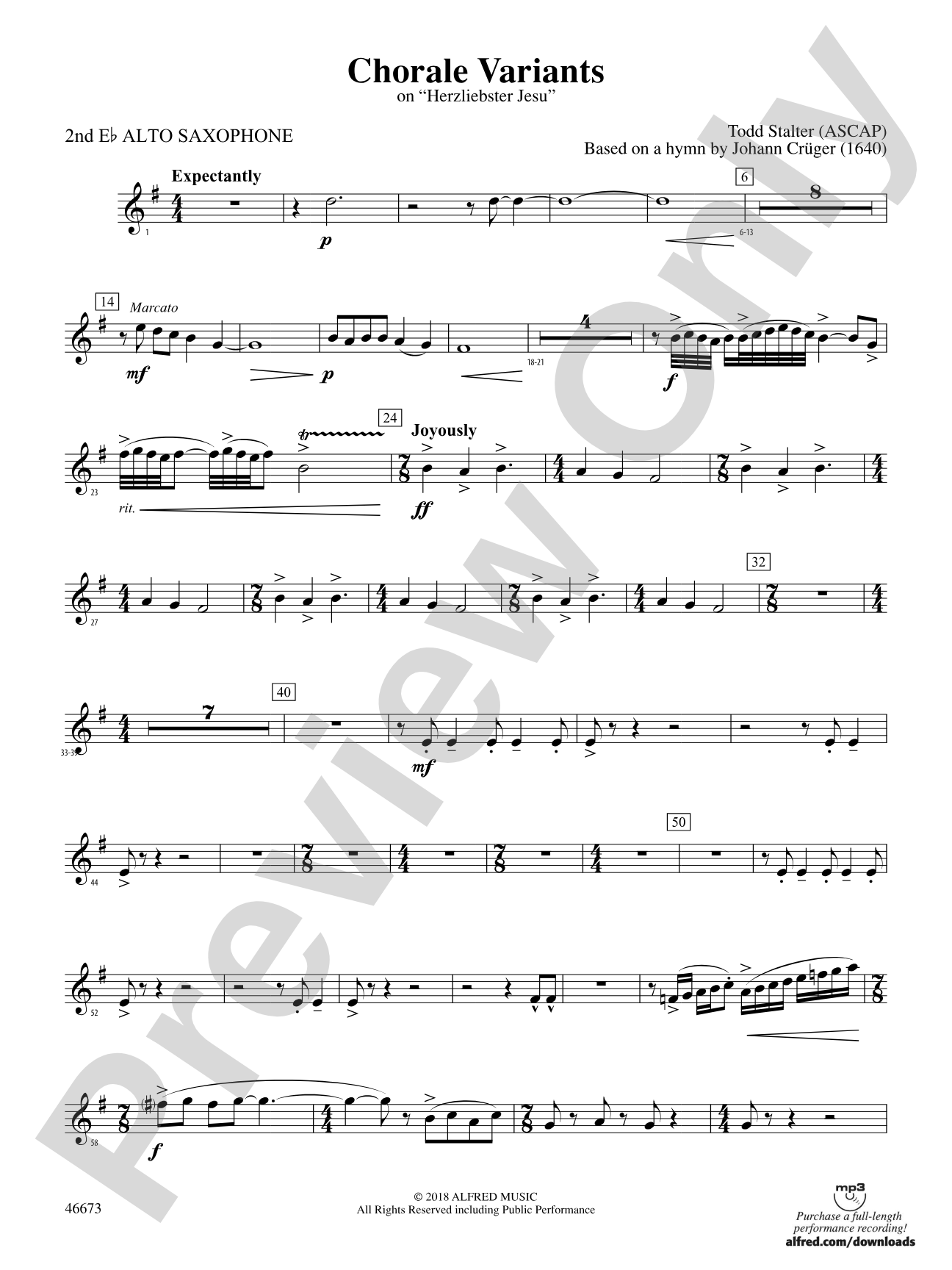 Chorale Variants: 2nd E-flat Alto Saxophone