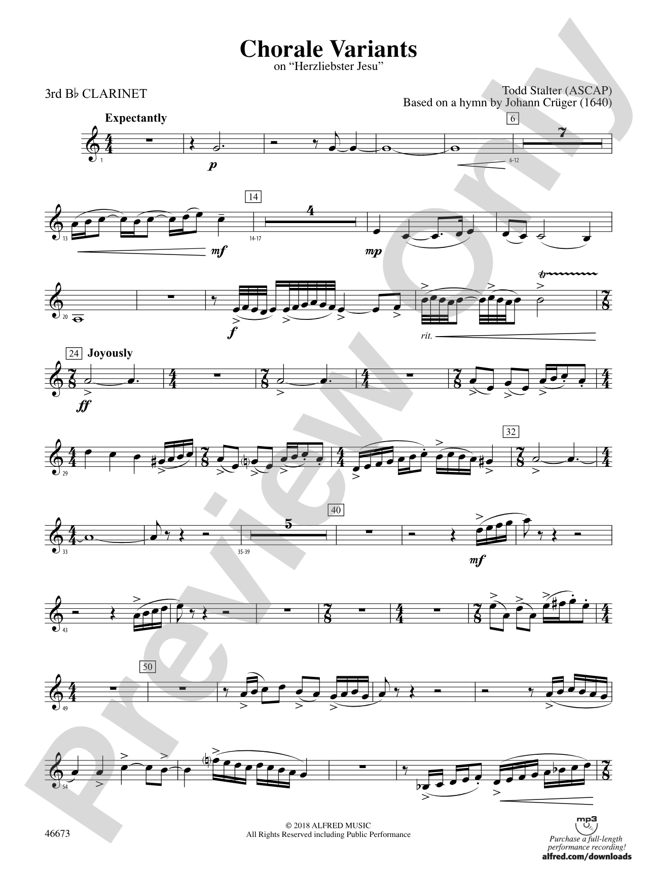 Chorale Variants: 3rd B-flat Clarinet