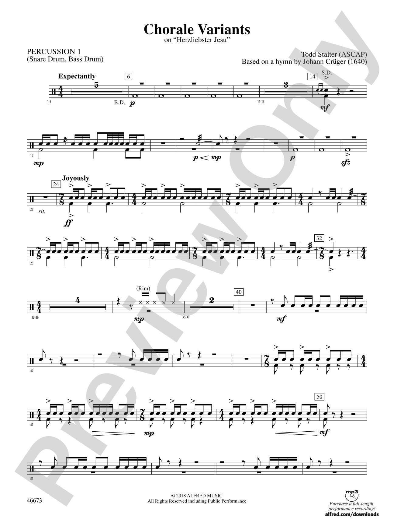 Chorale Variants: 1st Percussion