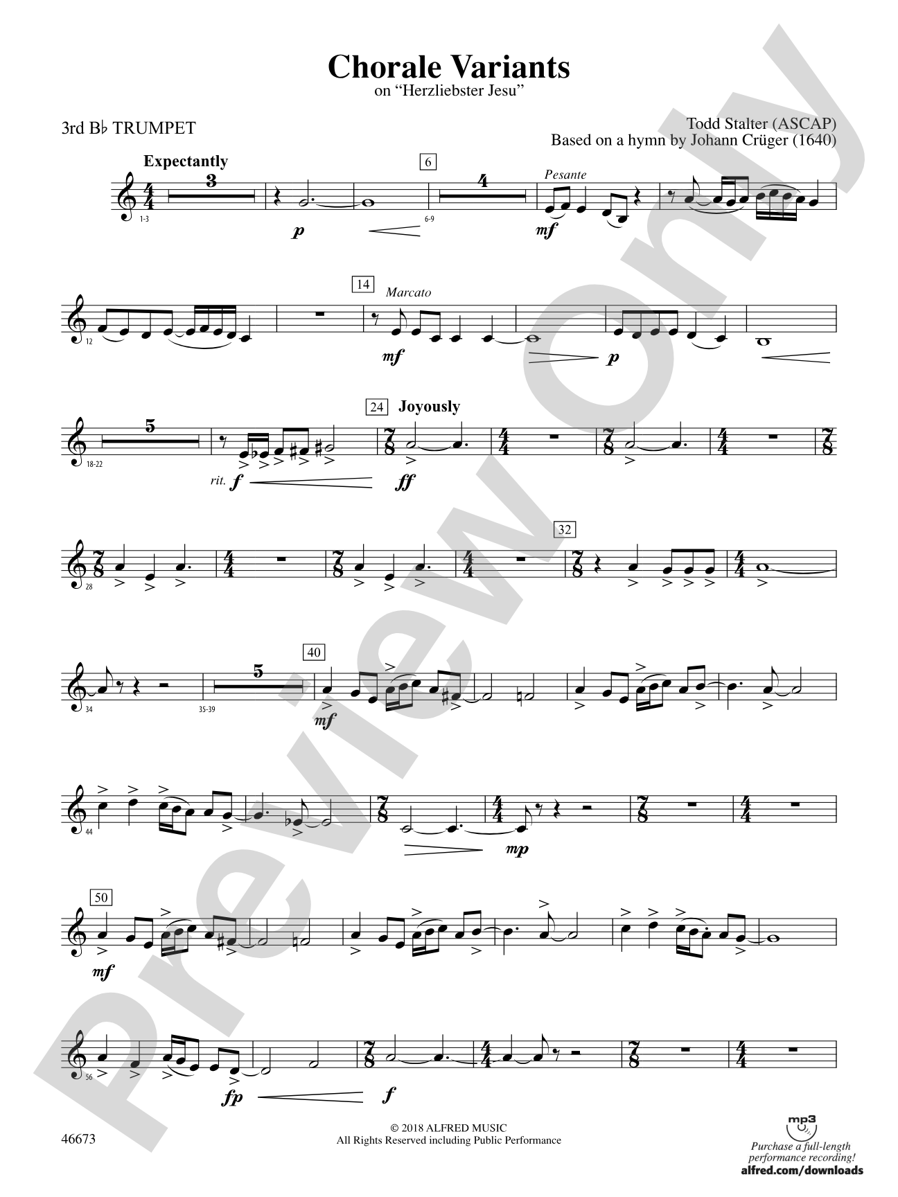 Chorale Variants: 3rd B-flat Trumpet