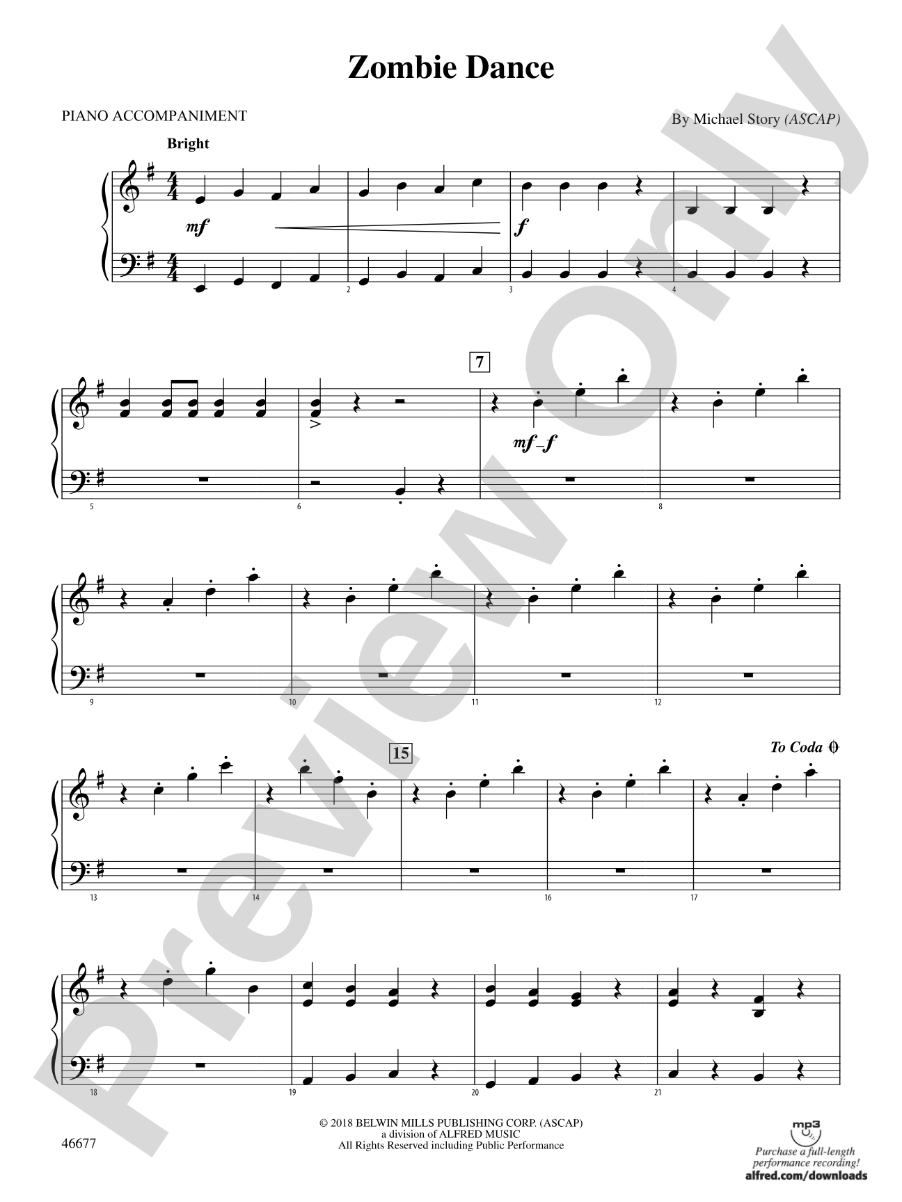 Zombie Dance: Piano Accompaniment